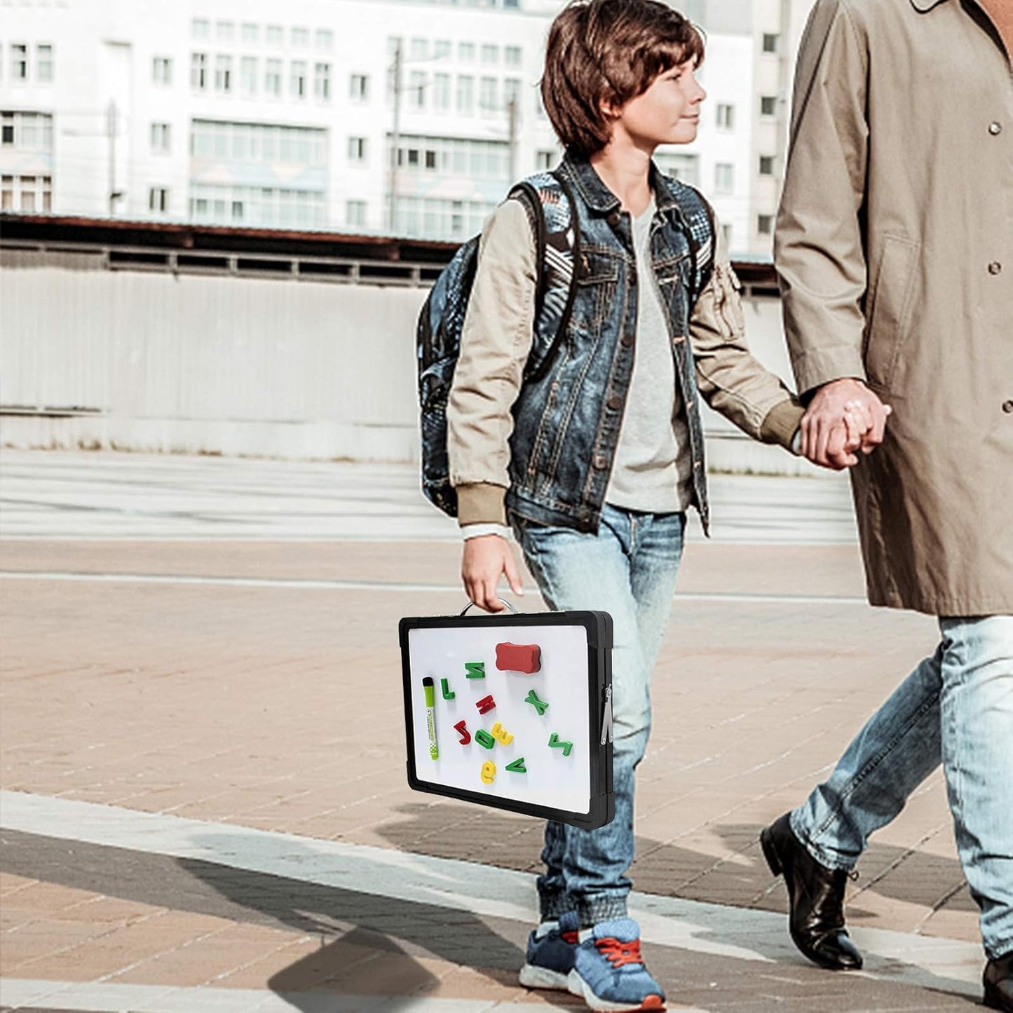 H-Qprobd Small Dry Erase White Board - 16"x 12" Double Sided Mini Foldable Magnetic Desktop whiteboard for Drawing, Teacher Instruction and Meeting Discuss