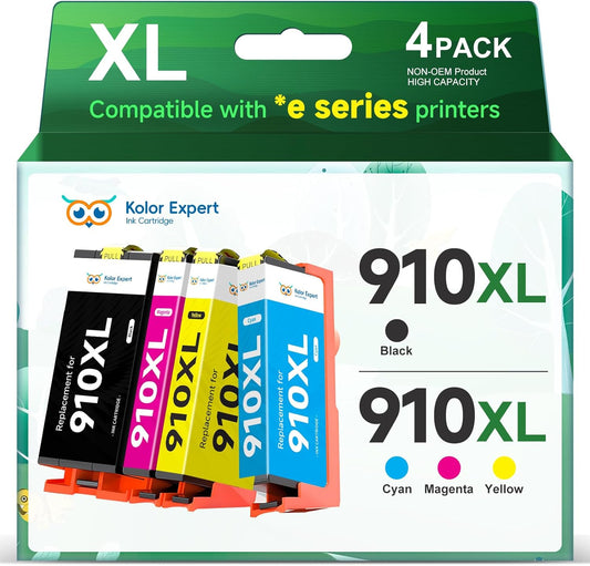 910XL Ink Cartridges Combo Pack Replacement for HP 910XL Ink Work with HP OfficeJet Pro 8025e 8022e 8015e 8028e 8035e 8020 8022 8025 8035 Printer (Black, Cyan, Magenta, Yellow)
