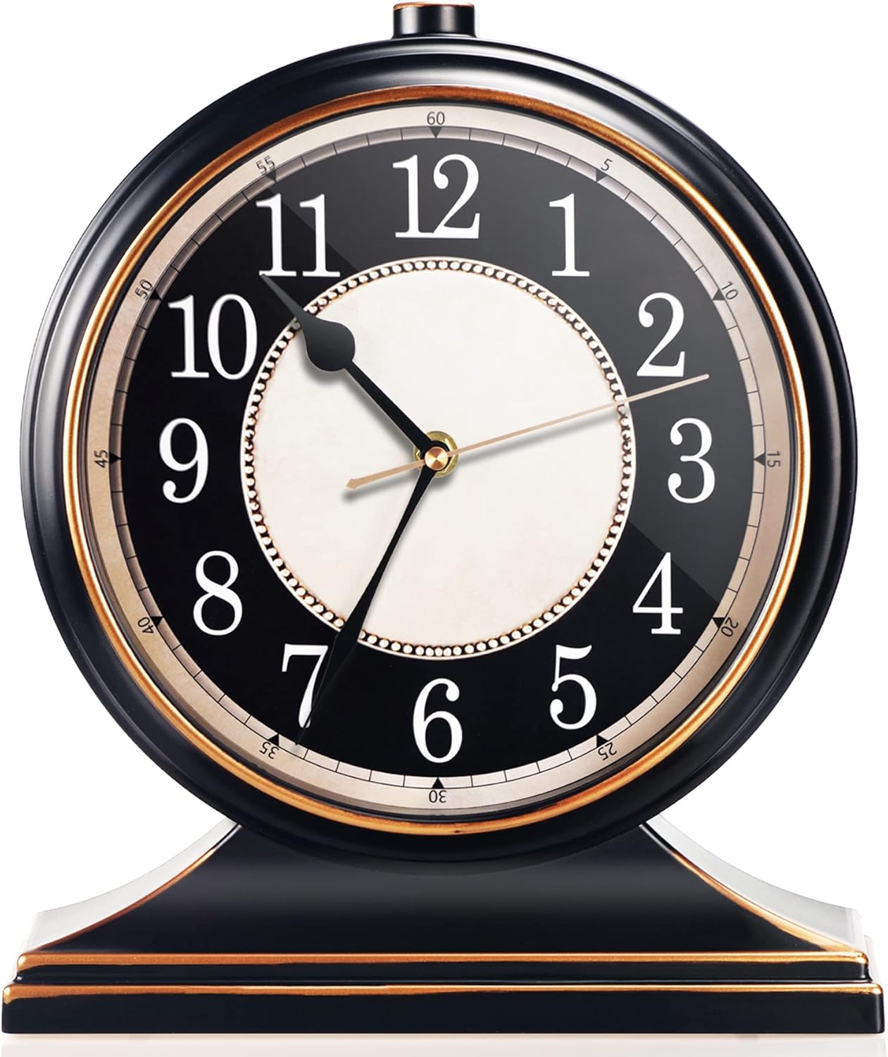 AYRELY® Vintage Desk Clock Silent-Non-Ticking 10-inch dial Table Clock,Retro Mantel Clocks and Easy to Read for Living Room, Bedroom, Shelf Decoration, Fireplace, Farmhouse Decor (Black)