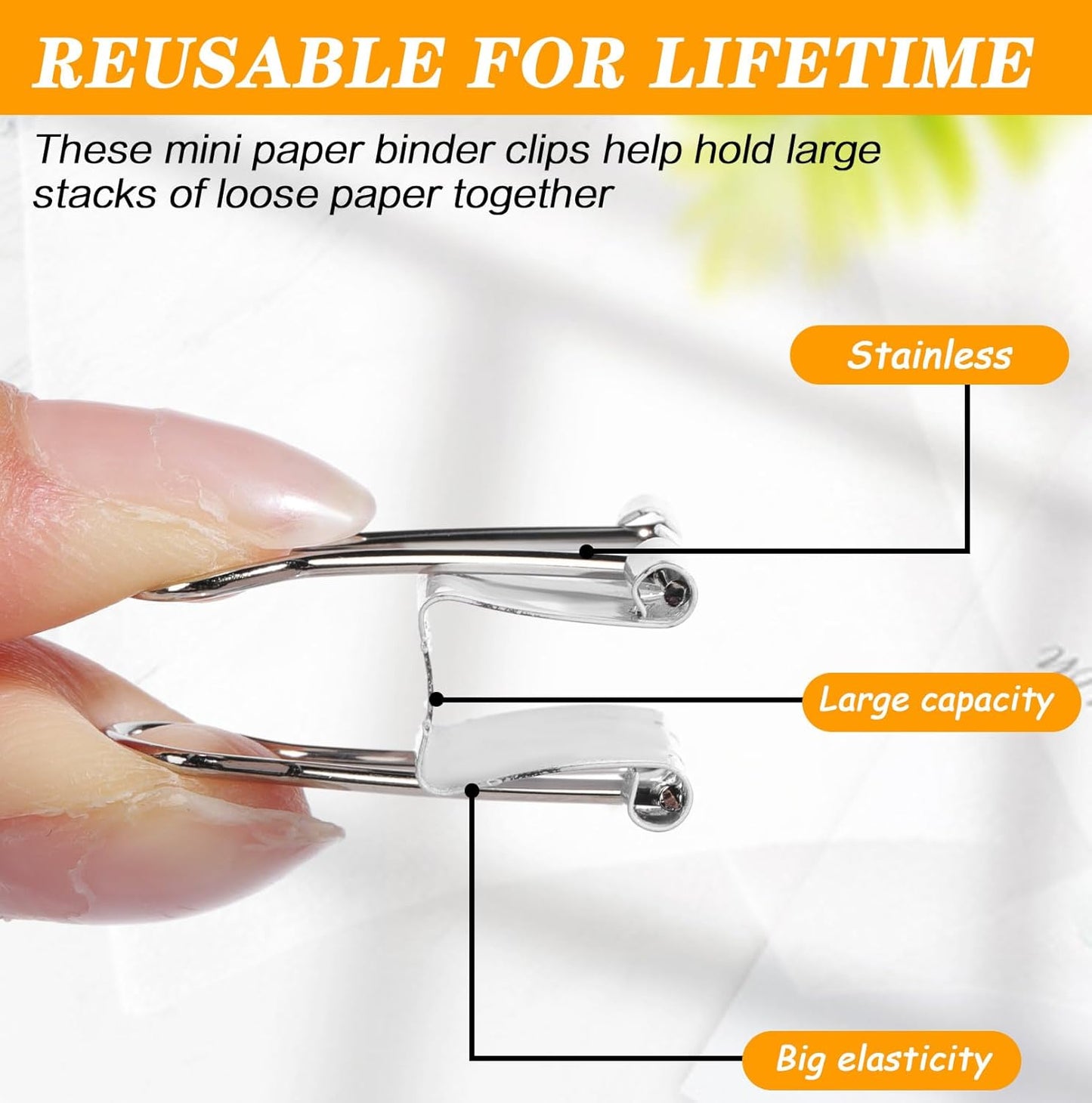 Jetec 100 Pack 0. 75in/19mm White Metal Binder Clips Bulk Medium Reusable Fold Back Binder Clips Paper Clamps Spring Steel Sturdy for Home Office School Supplies