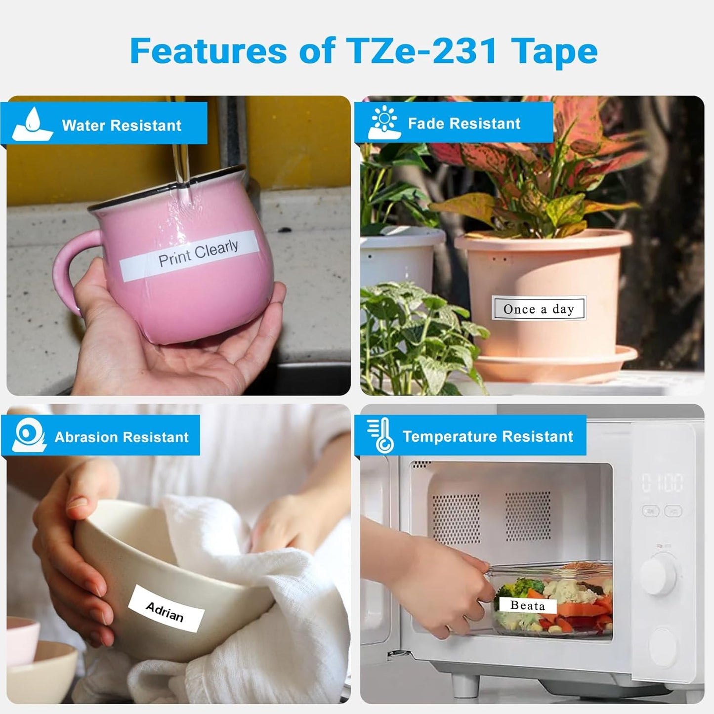 TZe-231 12mm 0.47 Laminated White Tape TZe Compatible with Brother P Touch Label Tape 12mm Label Maker Tape TZe231 Black on White for Brother PT-H110 PTD210 D220 D400 D460 D600 10 Packs
