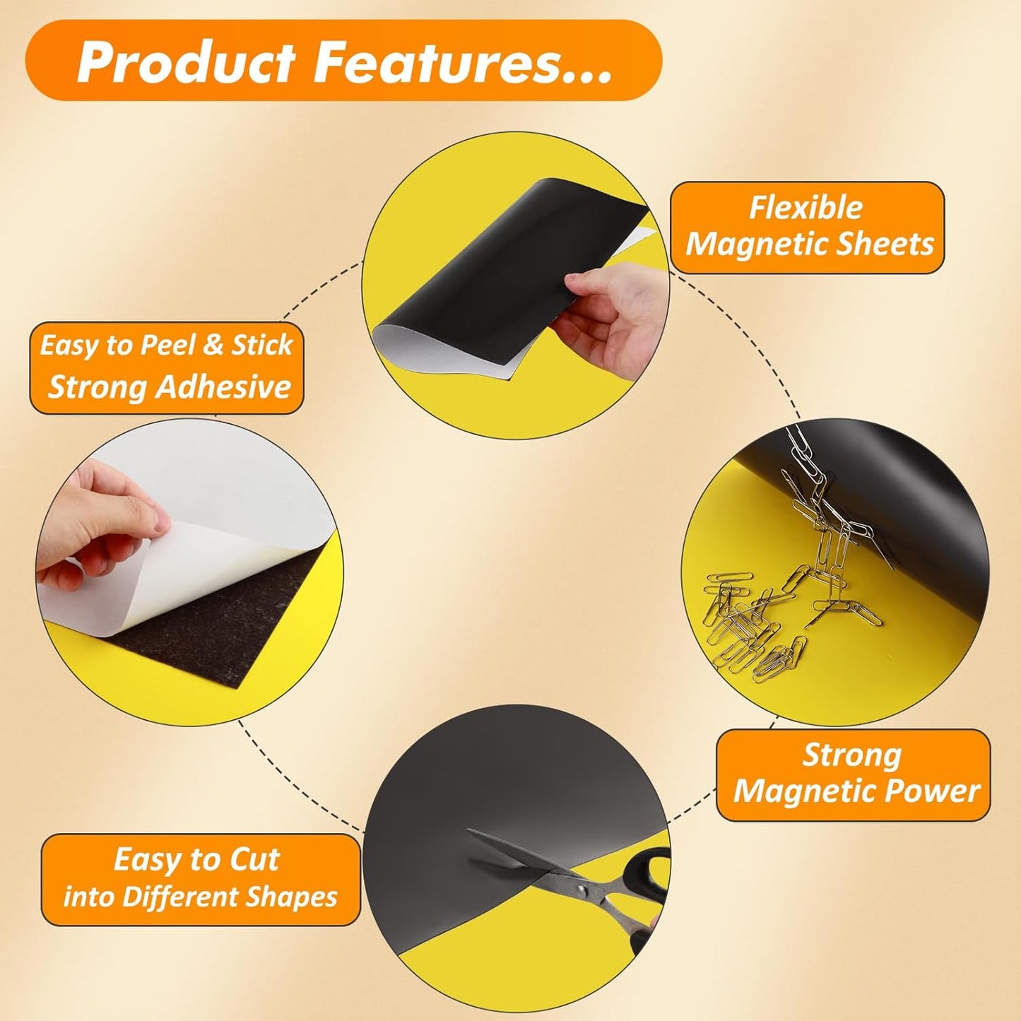 Magnetic Sheets with Adhesive Backing 4 x 6 Inch, 200 Packs Adhesive Magnetic Sheets, 20 mil Flexible Magnet Sheets for Craft Projects, School, Office, Photo Magnets, Fridge Magnets