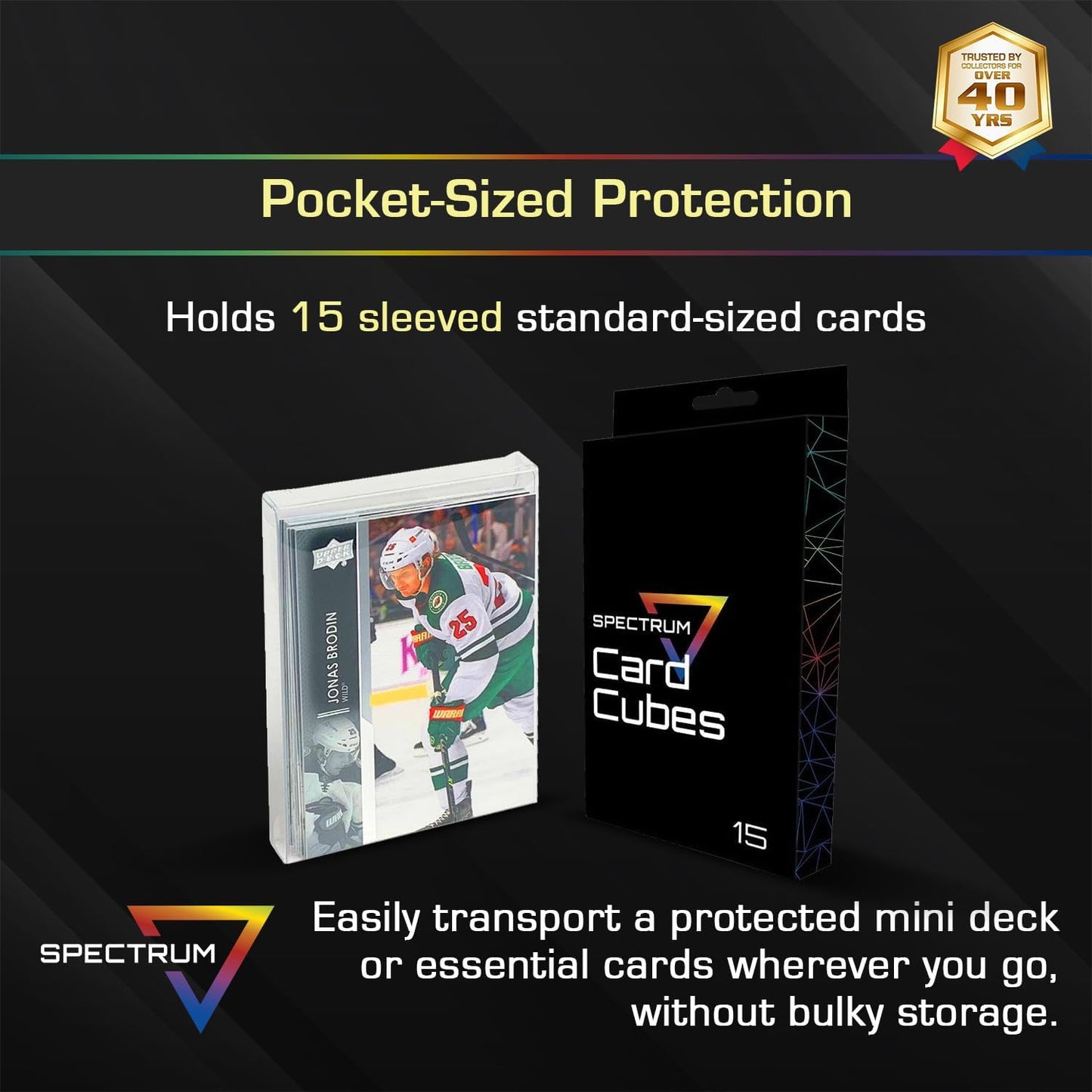 BCW Spectrum Card Cubes | Holds 15 Sleeved Cards | Crystal Clear Acrylic Storage