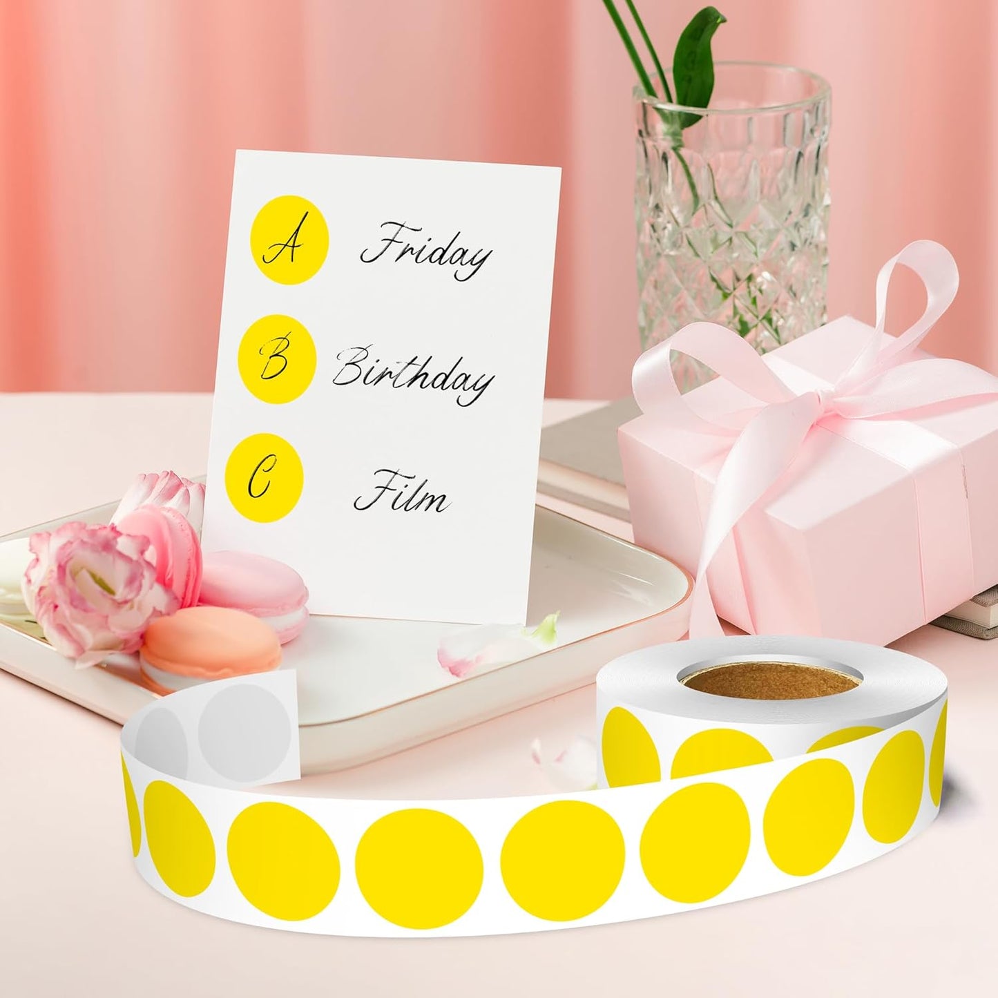 1 Inch Round Color Coding Labels, 1000 Dots Per Roll Yellow Color Coded Dot Stickers, Round Color Dot Labels for Organizing, Filing, and Storage