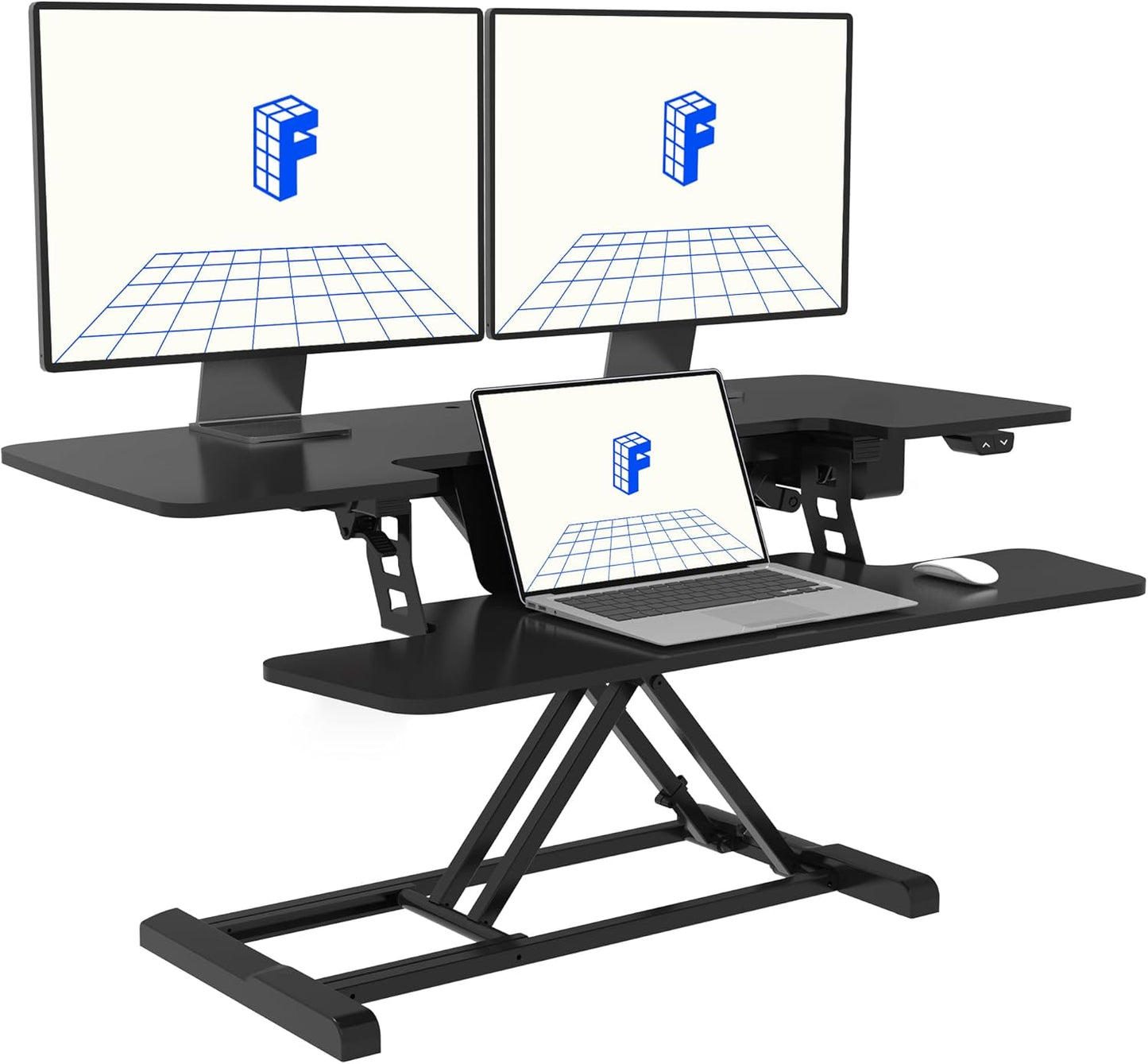 FLEXISPOT 40" Electric Height Adjustable Standing Desk Converter Motorized Stand-up Desk Riser with Quick Release Keyboard Tray, for Home and Office