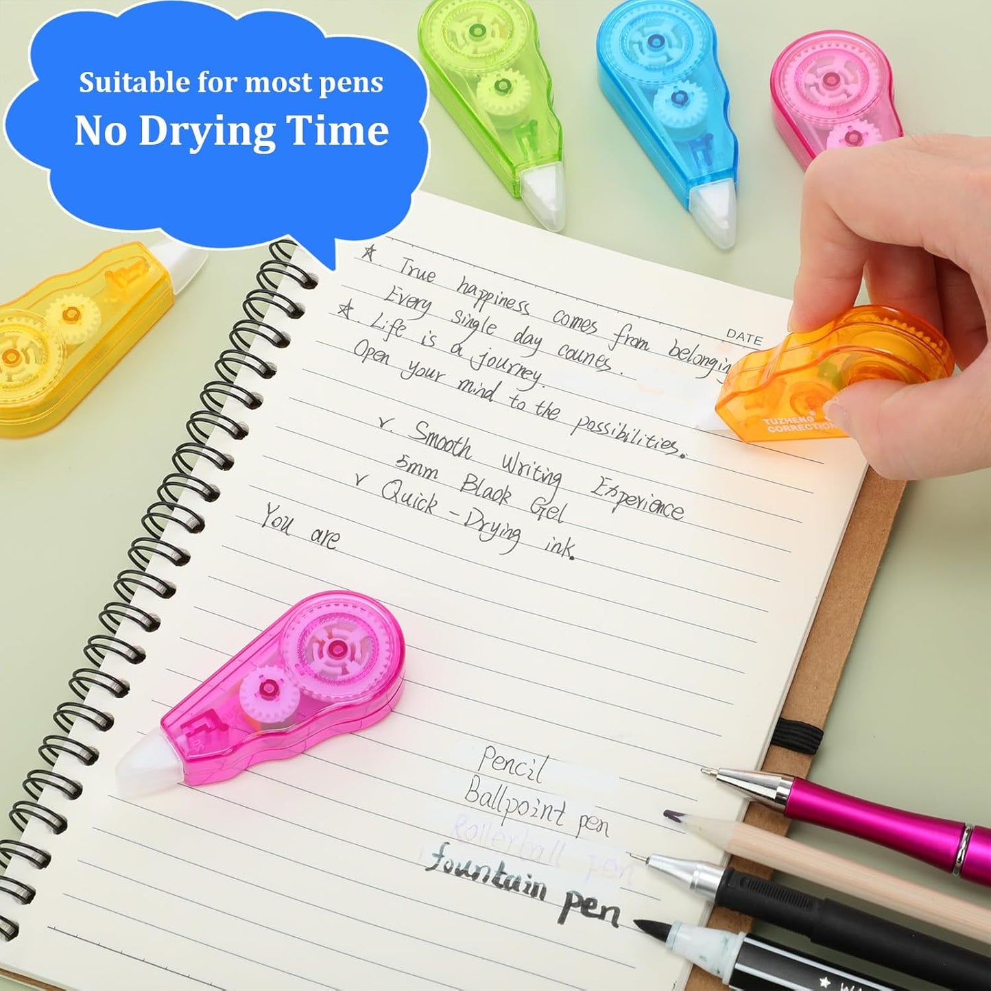 Chivao 210 Pack Mini Correction Tape Bulk Ink Corrector Eraser Tape Set 13.12 ft Cute Aesthetic Colorful Instant Correction Applicator for Office School Student Stationery Supplies, 0.2 x 158 Inch