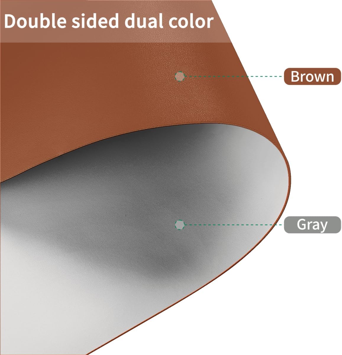 Leather Table Cover,1.8mm Thick,30x48 Inch Desk Cover,Large Desk Mat,Table Protector,Table Cover Protector,Desk Covers On Top of Desks(Brown+Gray,30x48)