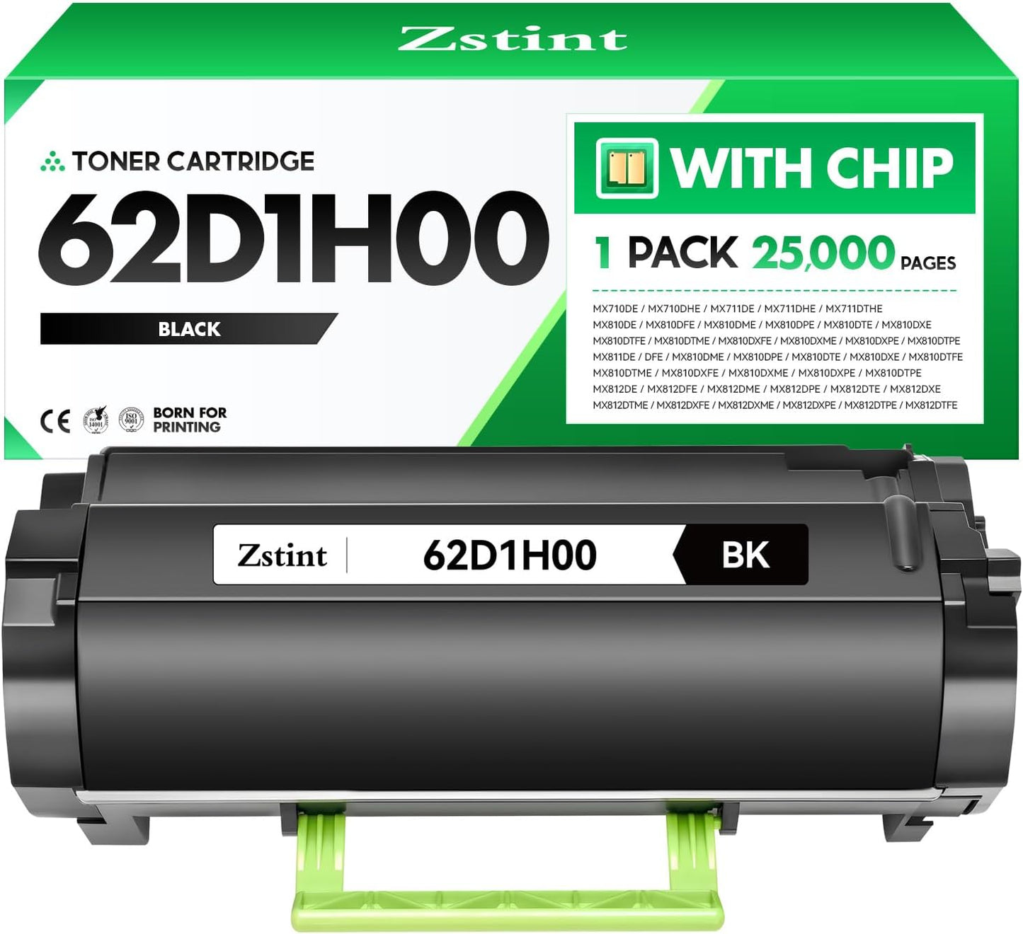 62D1H00 Toner Cartridge High Yield with Chip Compatible Replacement for Lexmark 621H 62D1H00 62D1000 Toner for MX710DE MX710DHE MX711DE MX711DHE MX711DTHE MX810DE MX810DFE MX810DPE Printers (1 Black)