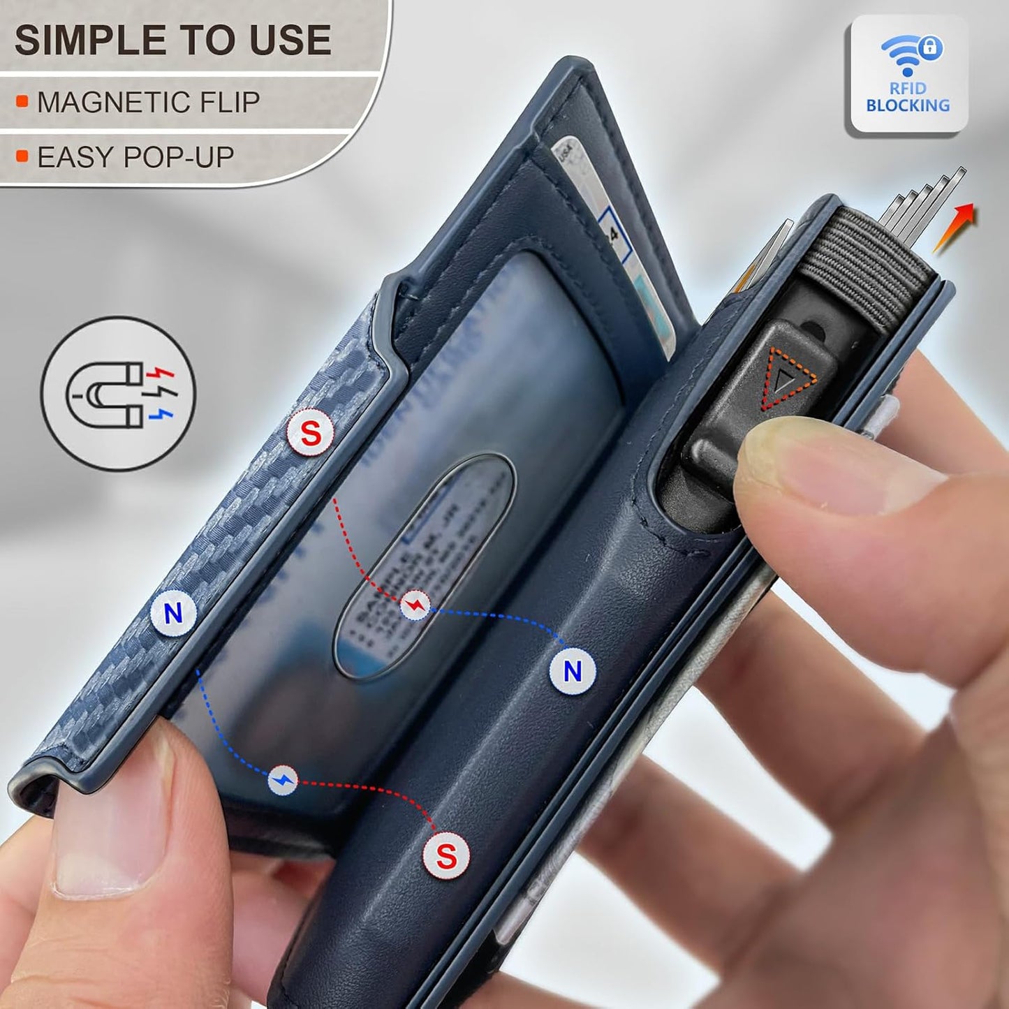 KEMISANT Airtag Wallet Men,Mens Slim Front Pocket Wallet Money Clip Standard or Apple Airtag Use 3.8"×2.8"×0.9"