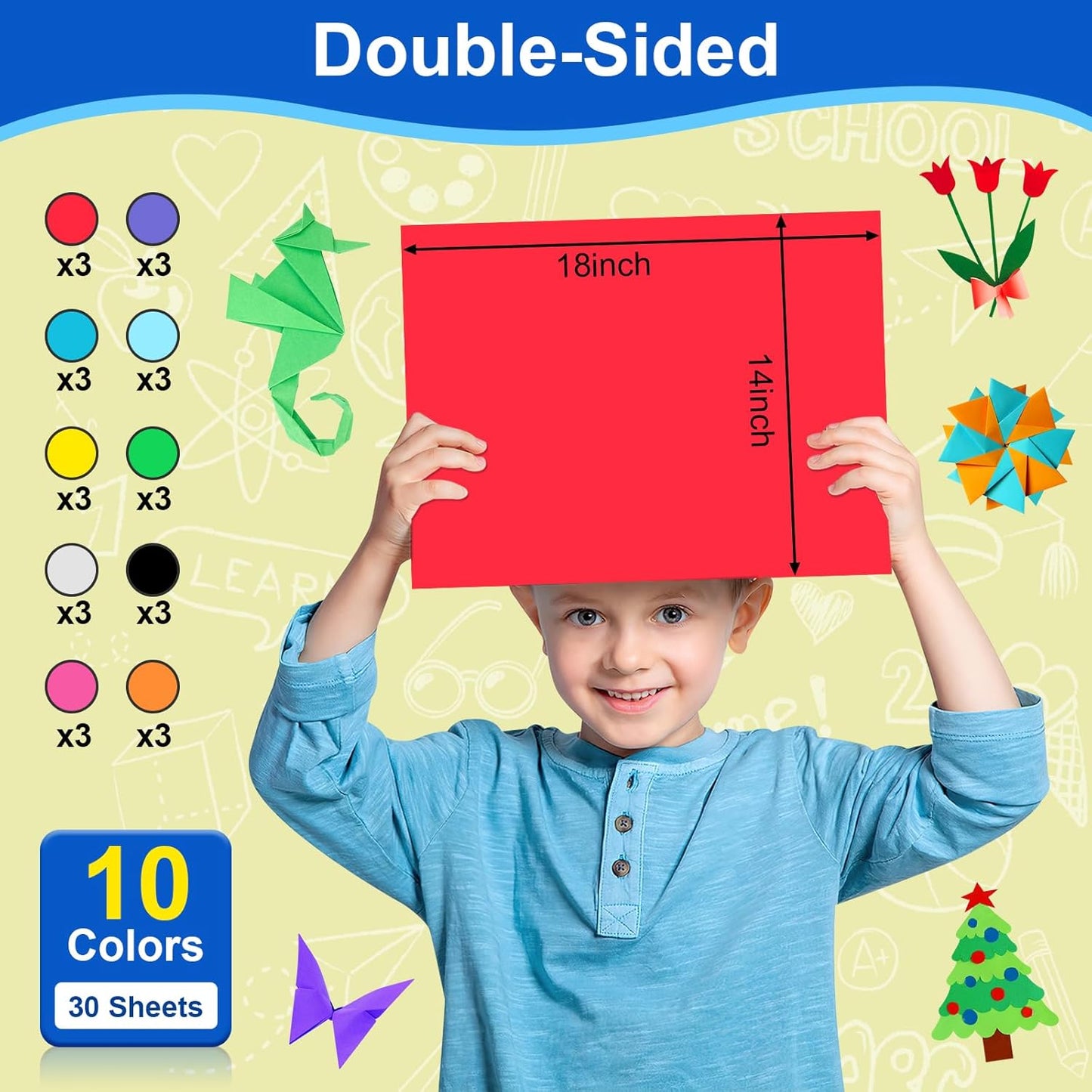 30 Pcs Poster Board Colorful Paper 14x18, ROOKEA Vision Boards Bulk Blank Graphic Display Posterboard Card Paper for Kids School Classroom Arts Craft Projects Drawing Scrapbooking