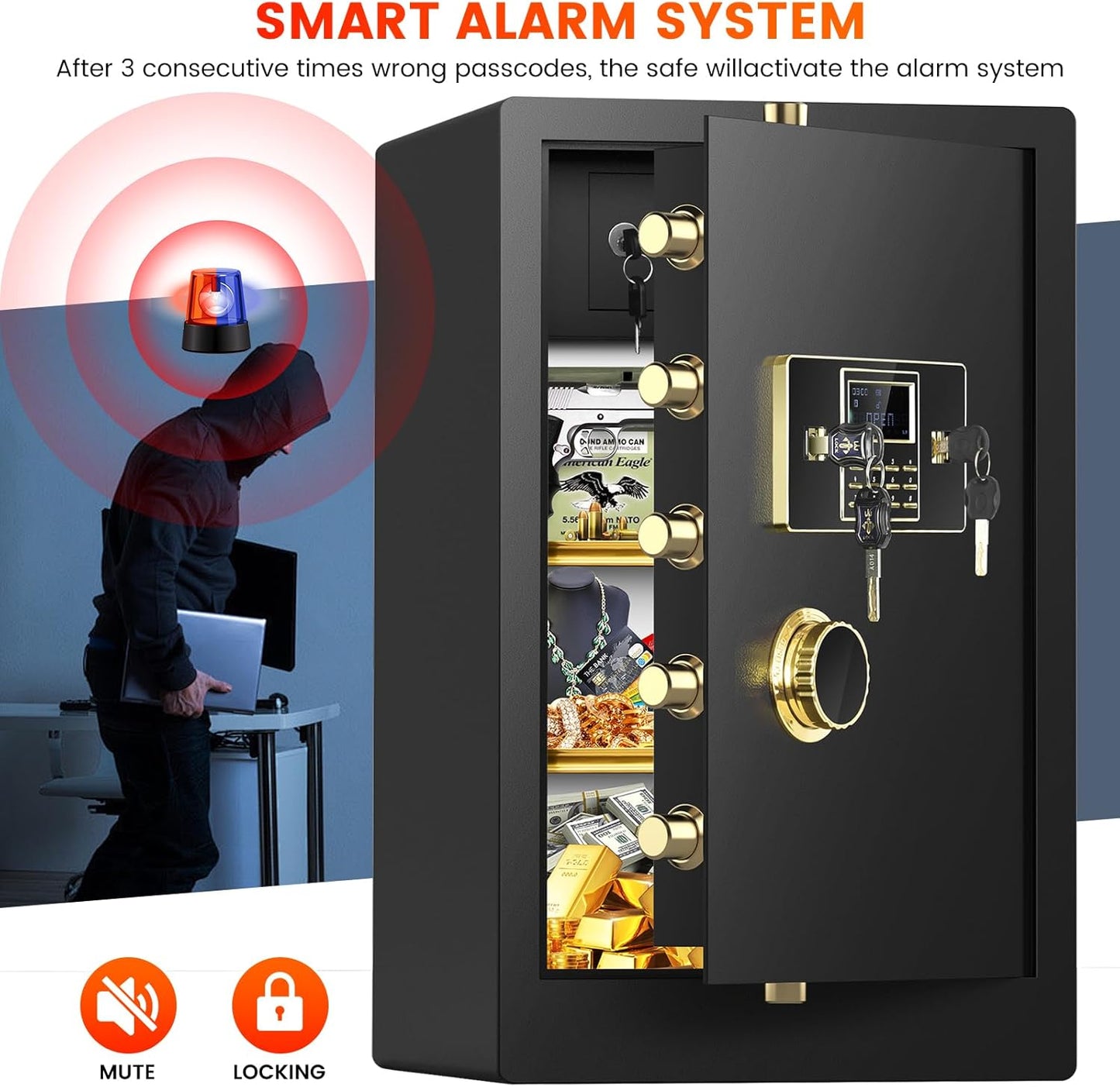 [31.5" Tall] Extra Large Home Safe Fireproof Waterproof, Heavy Duty Steel Safe Box with Fireproof Bag, Combination Lock and Inner Cabinet, Fire Proof Safes for Home Documents Valuables