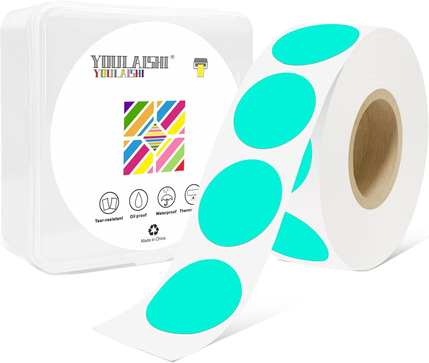 1 Inch Circle Dot Stickers 1000 PCS Color Coding Thermal Labels Dots Writable Printable Small Round Stickers for Office, Classroom, Inventory, Garage, Organizing Storage, Watercolor Green