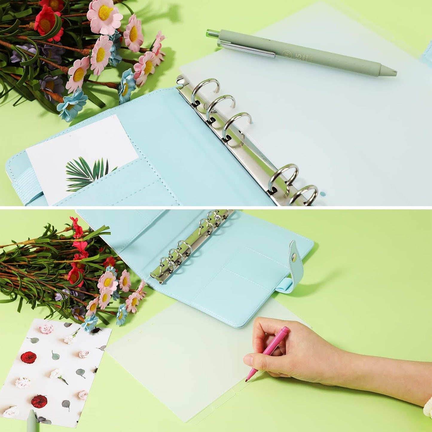 6 Ring A5 Binder Dividers - Clear Plastic Index Dividers with Tabs (6 Pack)