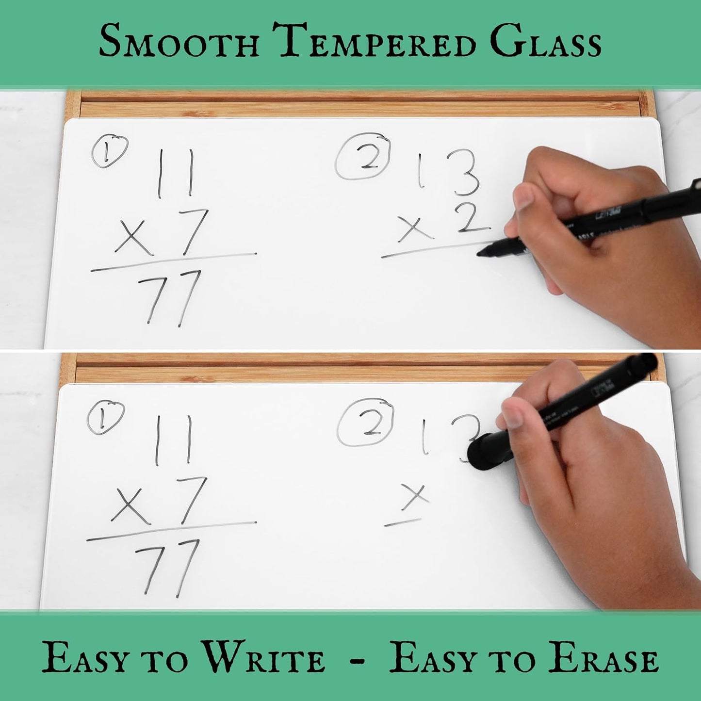 Bamboo Desktop Whiteboard with Storage - This Deskbuddy can be Used as a Desktop Dry Erase Board | Desk Buddy White Board | Bamboo Desk Organizer - PriZoi