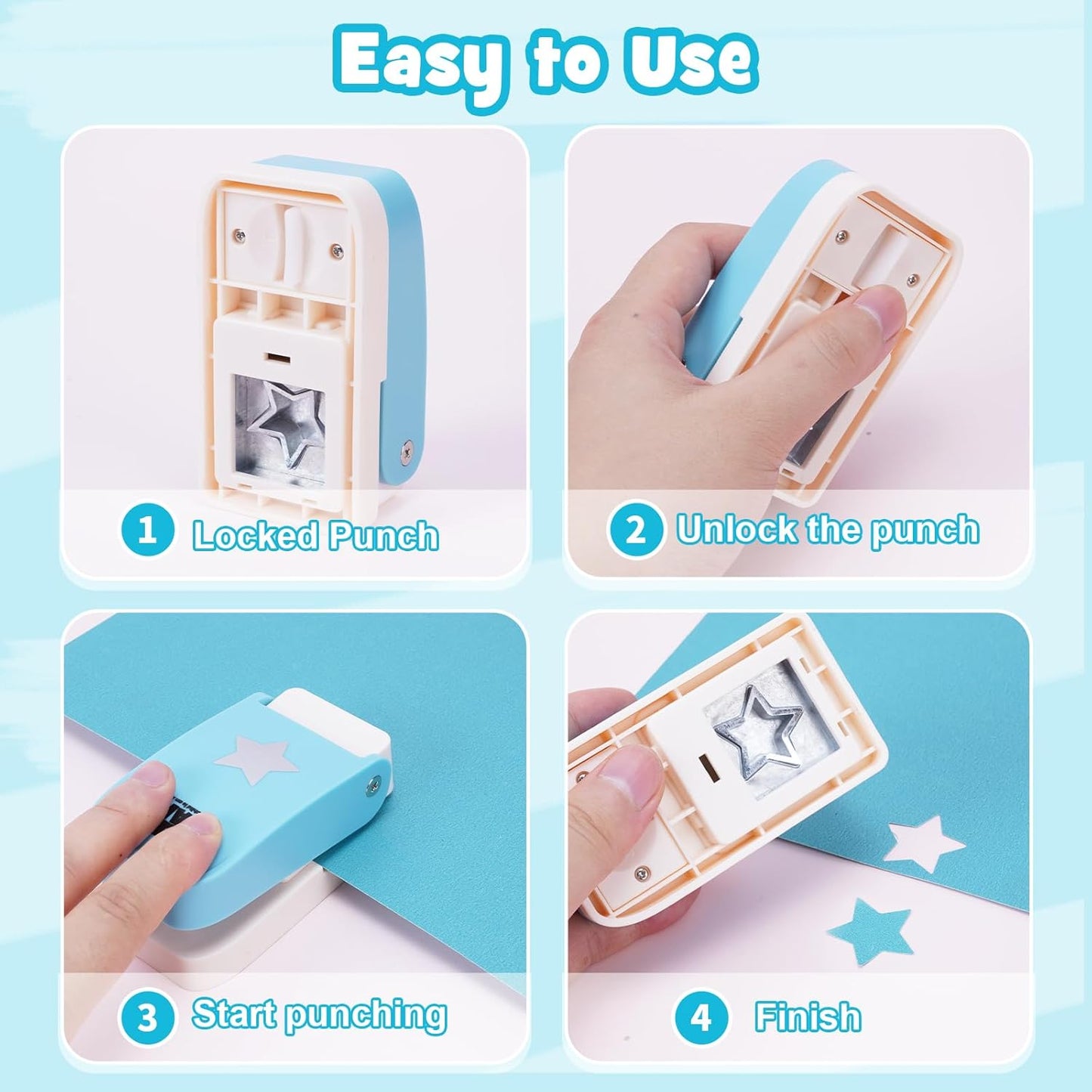 UCEC Star Hole Punch 1 Inch, Paper Punch, Star Punches for Paper Crafts, Crafting Cutter for Crafting Card, Making Scrapbook, DIY Office Supplies