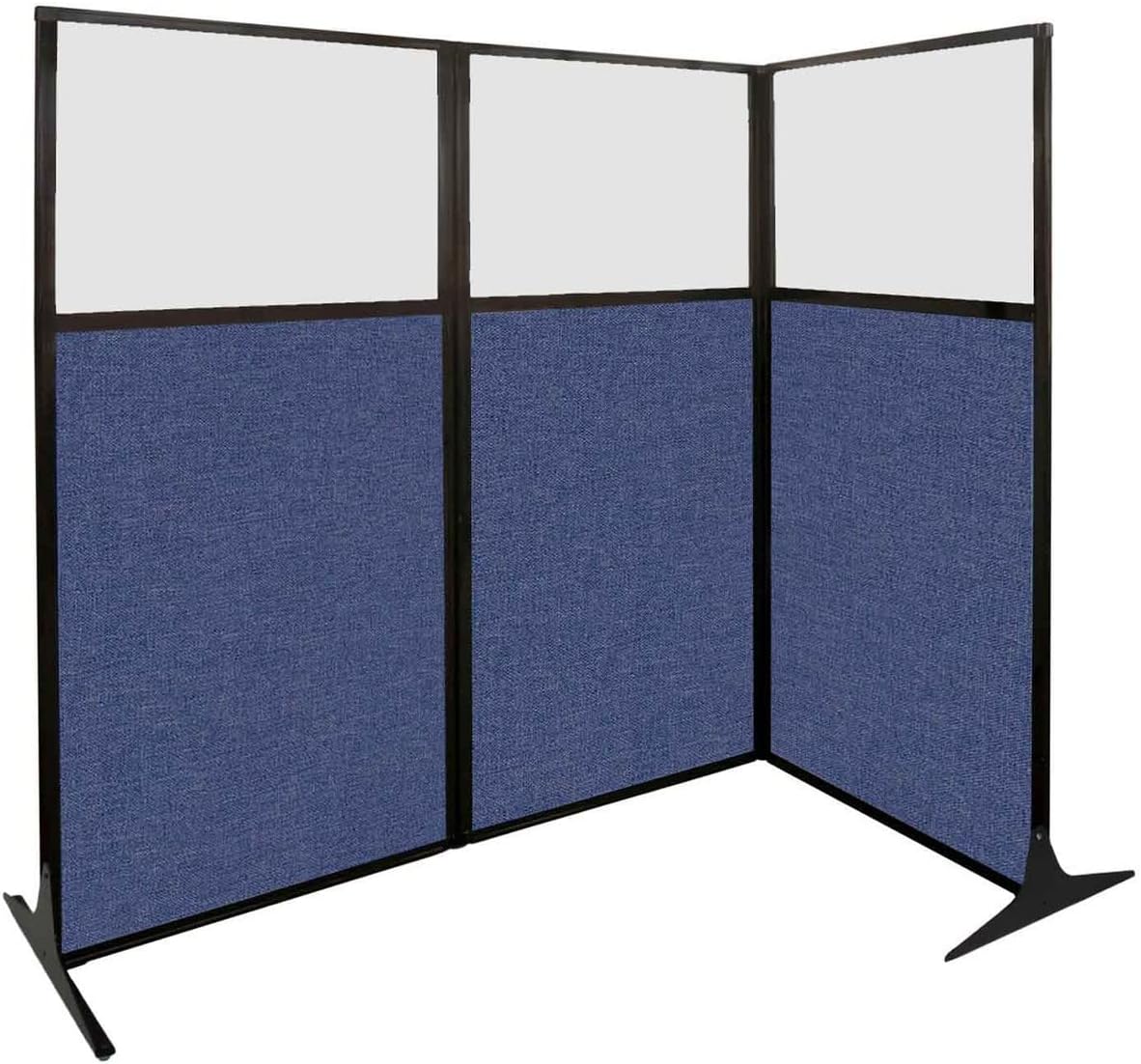 Versare Office Workstation Screen | Portable Wall Divider | Modern Cubicle | Freestanding Privacy Screen | Flexible Work Space | 3 Panels | 99" Wide x 70" Tall Blue SoundSorb Panels