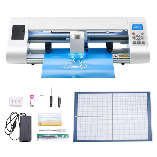 VEVOR Cutting Machine, Automatic Edge Detection Vinyl Cutter Machine with Design Software and Materials, Compatible with Multiple File Formats, for Creating Customized DIY Crafts, Cards, Stickers