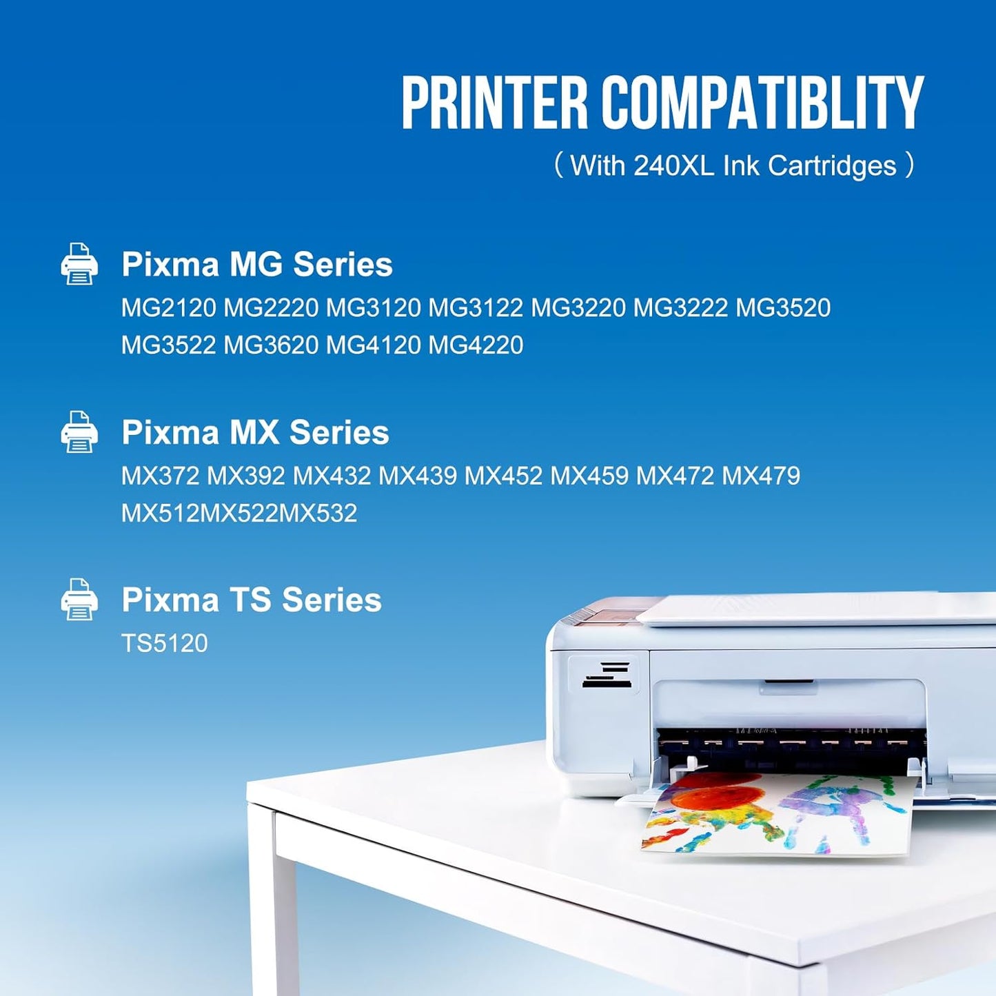 PG-240 XL 240XL Black Ink Cartridge Replacement for Canon 240XL 240XL PG-240XL PG240 Use for Canon MG3620 MG3600 TS5120 TS5100 MG2120 MG3520 MX452 MX512 MX472 MG2220 Printer (Black, 2 Pack)