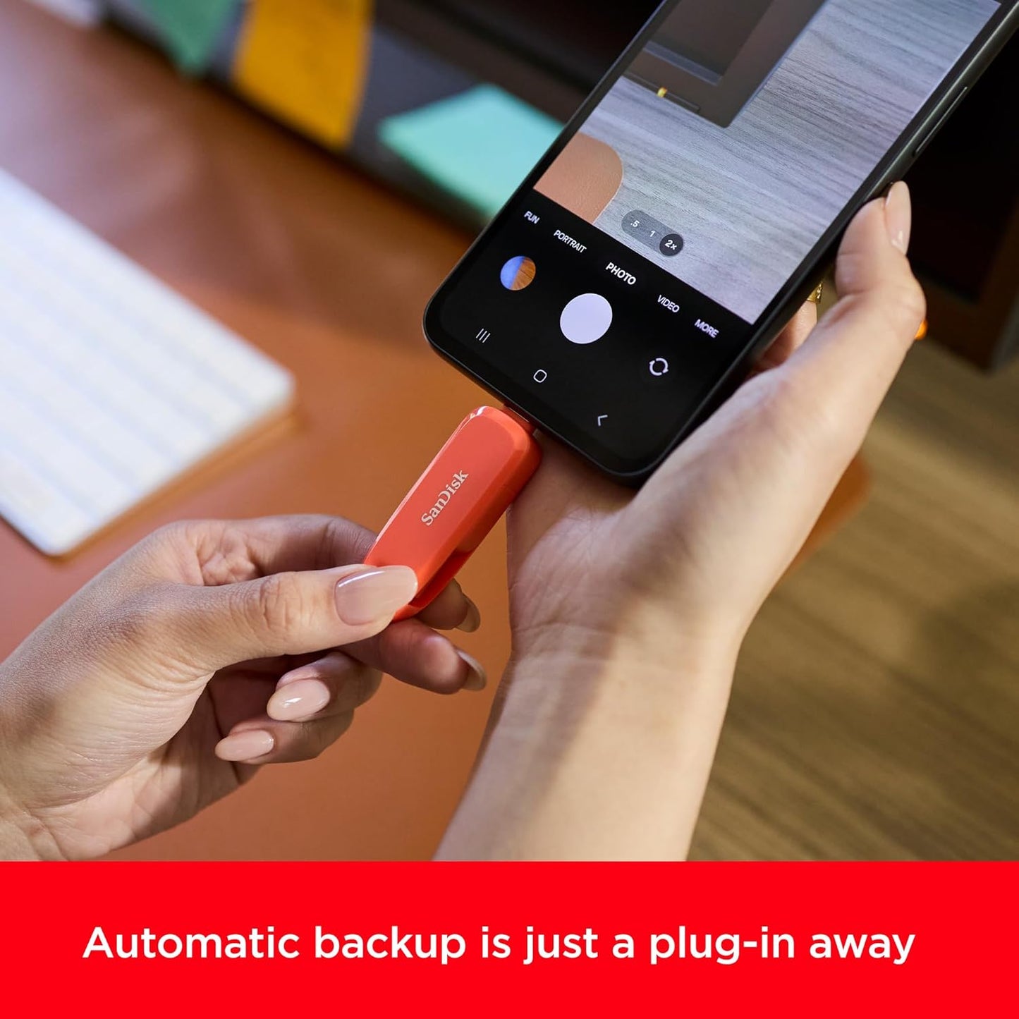 SanDisk 512GB Phone Drive - The 2-in-1 USB for Smartphones, Tablets, and Computers - Thumb Drive with USB Type-C and Type-A Connectors, Nasturtium Orange - SDDDC6-512G-G46NO