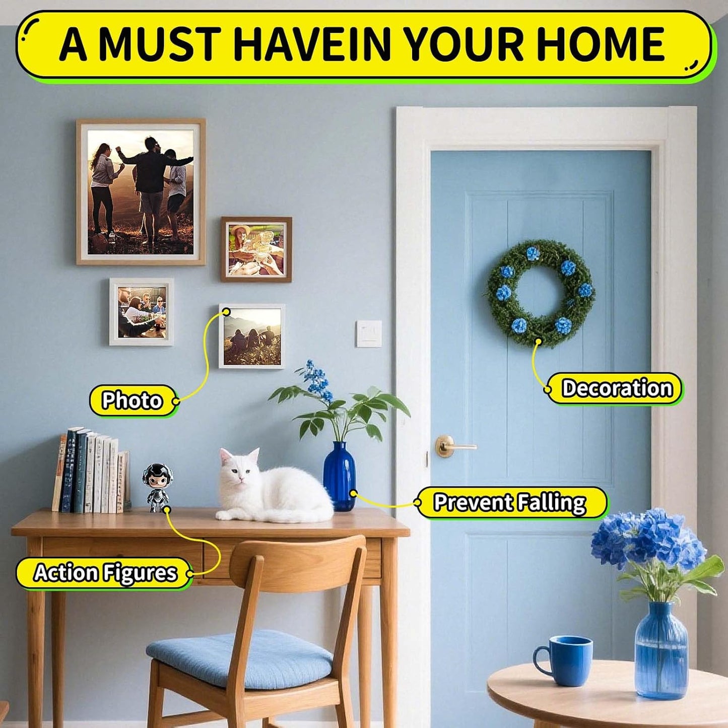 Upgraded Mounting Putty with Pull Tab, Removable Museum Tape Sticky Double Sided Adhesive Dots No Trace for Poster, 182 Pcs 0.6" x 1.38"