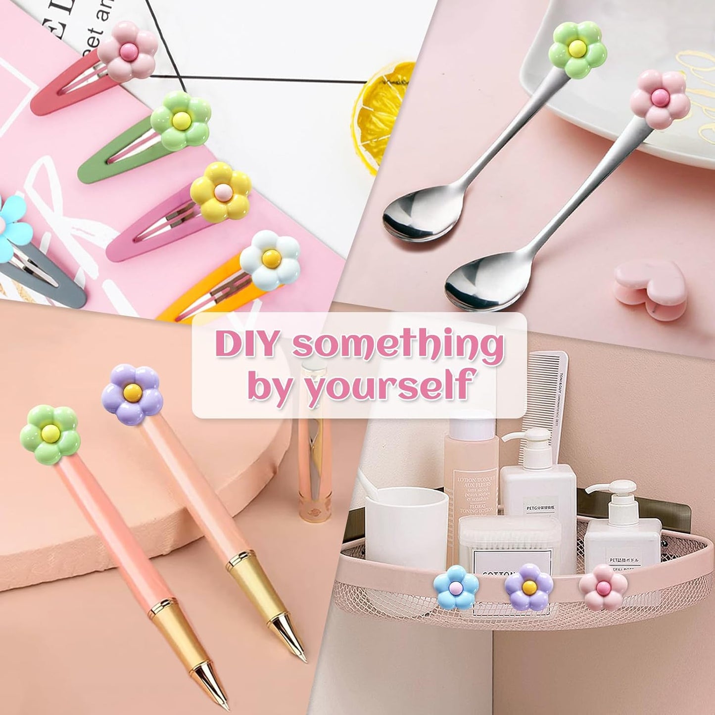 Qualsen Fridge Magnets Cute – 12 PCS Colorful Flower Magnet for Girls, Small Strong Decorative Magnets for Locker, Whiteboard, Refrigerator, Home (8 Colors)