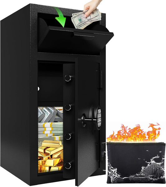 KAER Depository Drop Safe Box - Heavy Duty 4.0 Cu Ft Money Safe with Drop Slot Digital Combination Anti-Fishing Deposit Safes for Business/Home/Office Cash Slips Expense