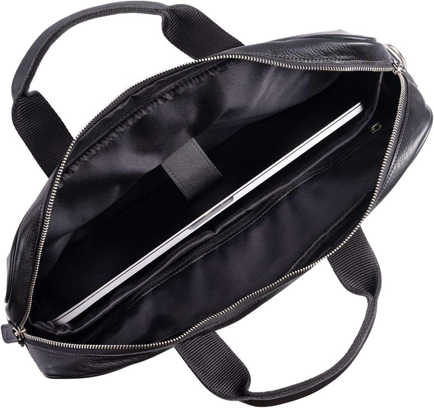 Leather briefcase 18 Inch Laptop Messenger Bags for Men and Women Best Office briefcase Satchel Bag (Black)