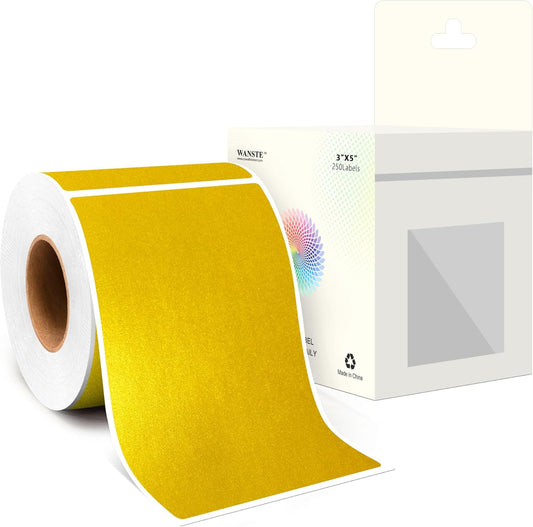 3 x 5 Inch 250Pcs Rectangle Color Coding Stickers,Strong Adhesion Easy to Write Label for Moving,Box Organization,Inventory,Business,Gold