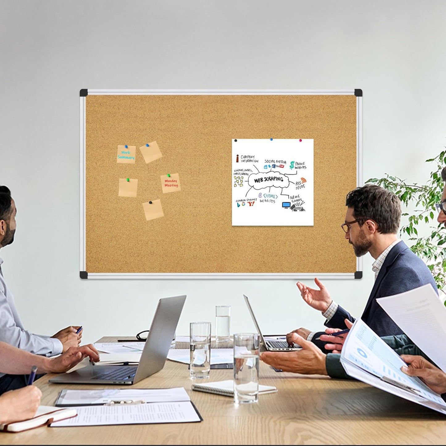 XBoard Cork Board 40 x 30, Notice Cork Bulletin Board Corkboard 4' x 3' with Aluminum Frame and Push Pins for Display