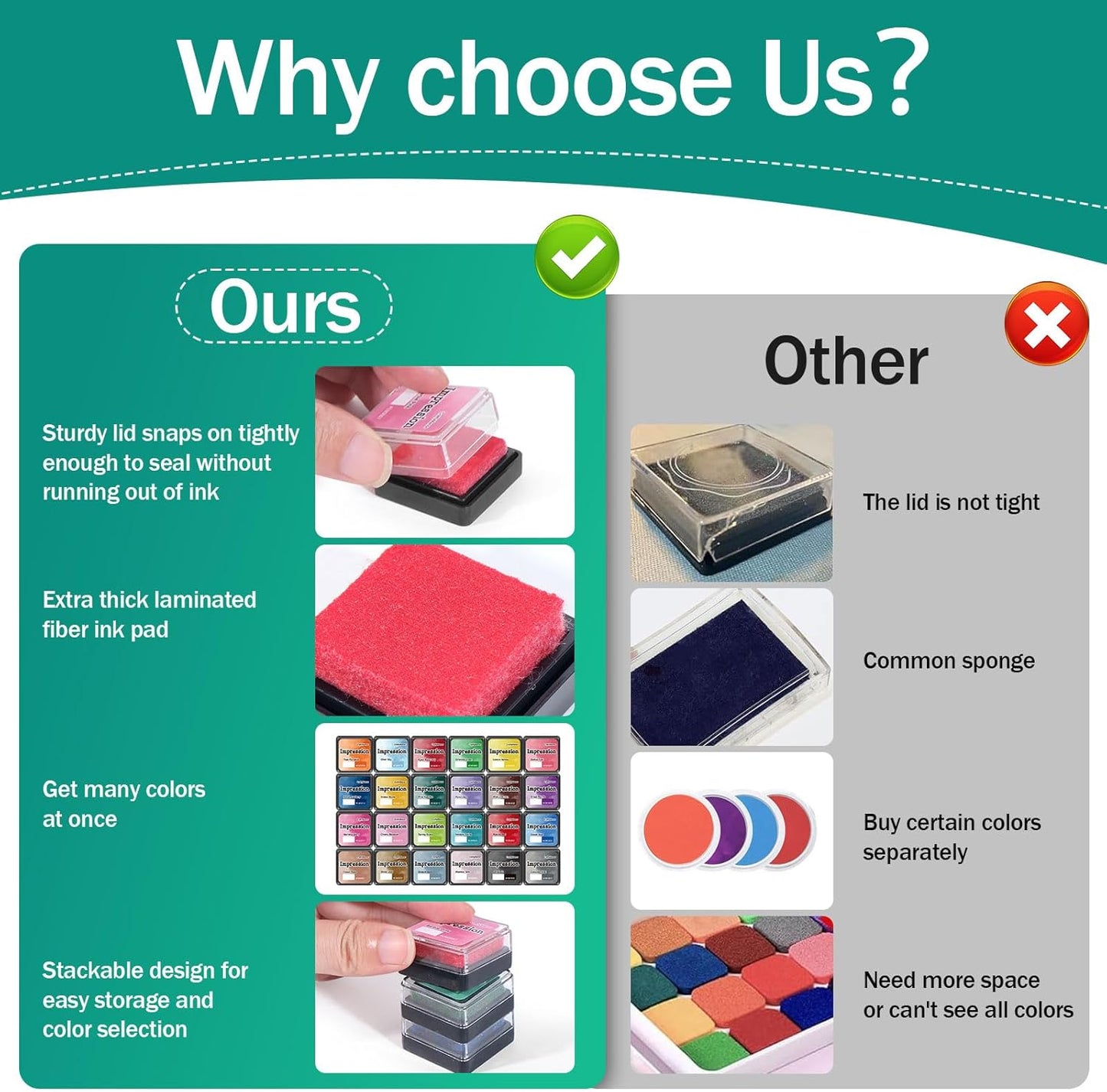 CraftyManor Mini Smudge Ink Pads for Stamps, Water Based Halo Dye Stamp Pad for Scrapbooking, DIY Craft Scrapbook Supplies for Adults (24 Colors)