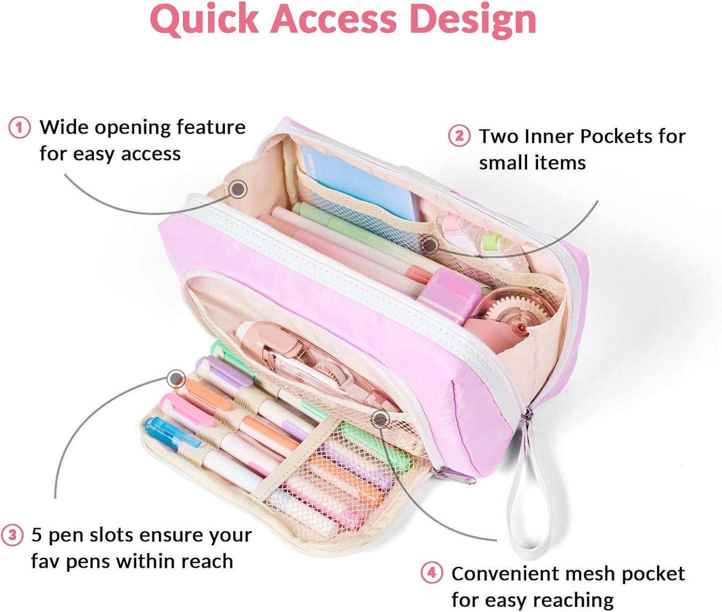 Sooez Big Capacity Pencil Case, Extra Large Pencil Pouch with Zipper Pocket, Wide Opening Pencil Bag, Portable Stationery Organizer, Cute Aesthetic School Office Supplies for Teens Girls, Green