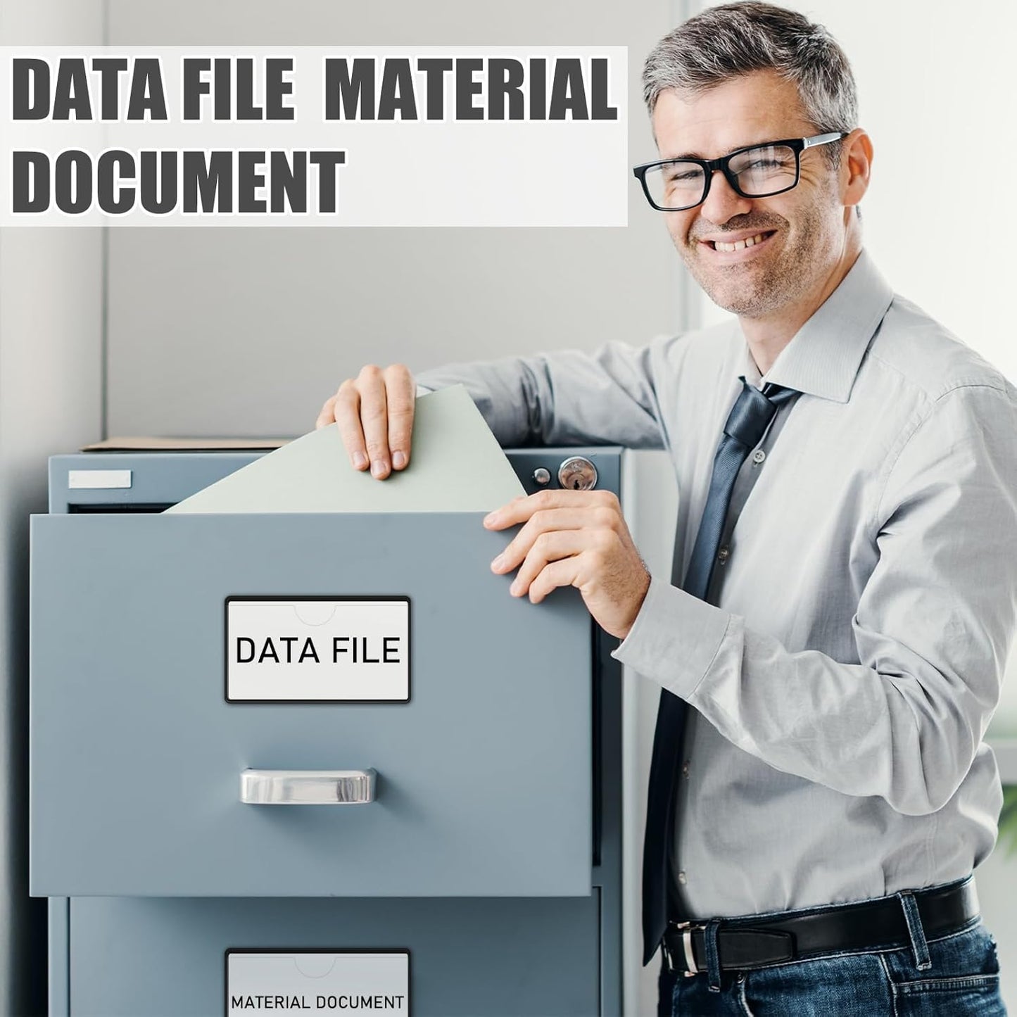 30 Pcs Magnetic Label Holders Pallet Rack 4 x 2.4 Inch Clear Business Card Holders with Magnet File Cabinet Labels Magnet for Metal Shelf Whiteboard Bins Office Gift