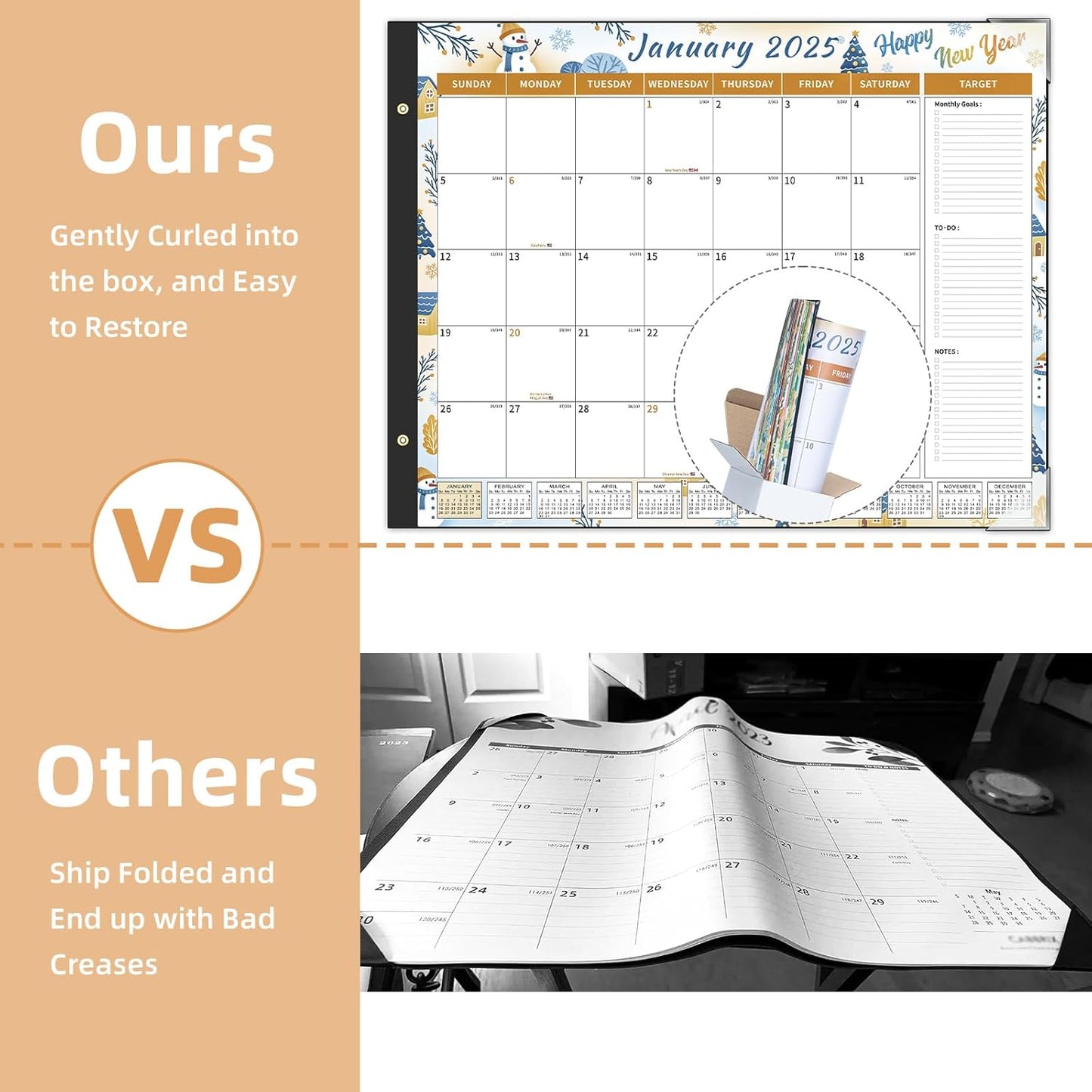 Ospelelf Calendar 2025-2026 Large Desk Calendar 22'' x 17'', Monthly Desktop Calendars, 18 Month Family Calendar, Use Jan 2025 - June 2026