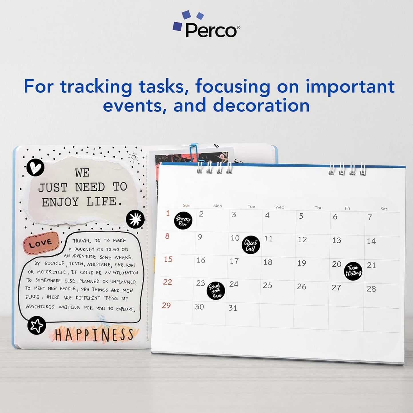 Perco Black 1-Inch Round Circle Dot Sticker Labels with Easy Peel Perforation - 1,000 Labels per Roll - Strong Adhesion, Vibrant Colors for Organizing, Crafting & More - Made in USA