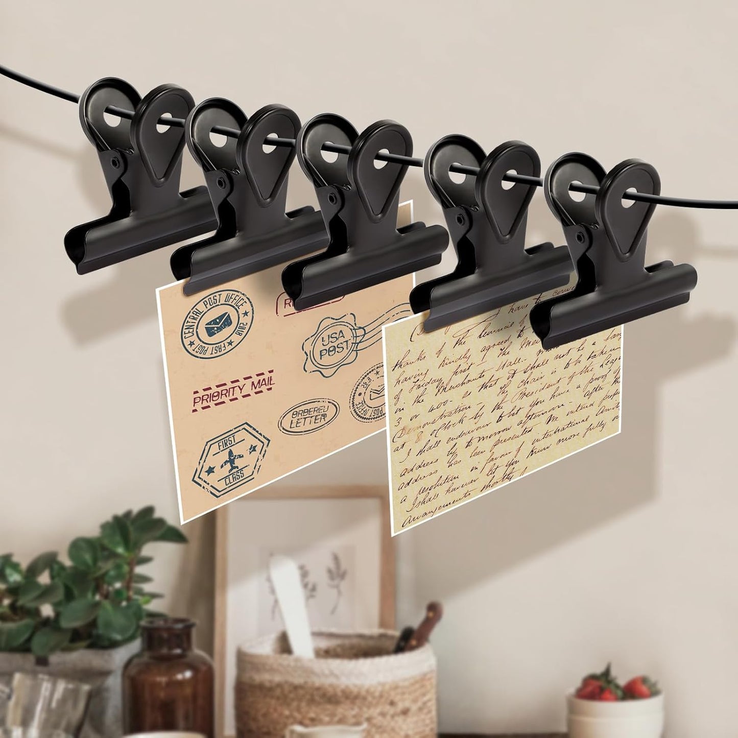 SIAMESE Bulldog Clips, 8 Pcs Binder Clips for Office & Kitchen, Multi-Purpose Binder and Food Bag Clamps for Sealing, Storage, Hanging (Black)