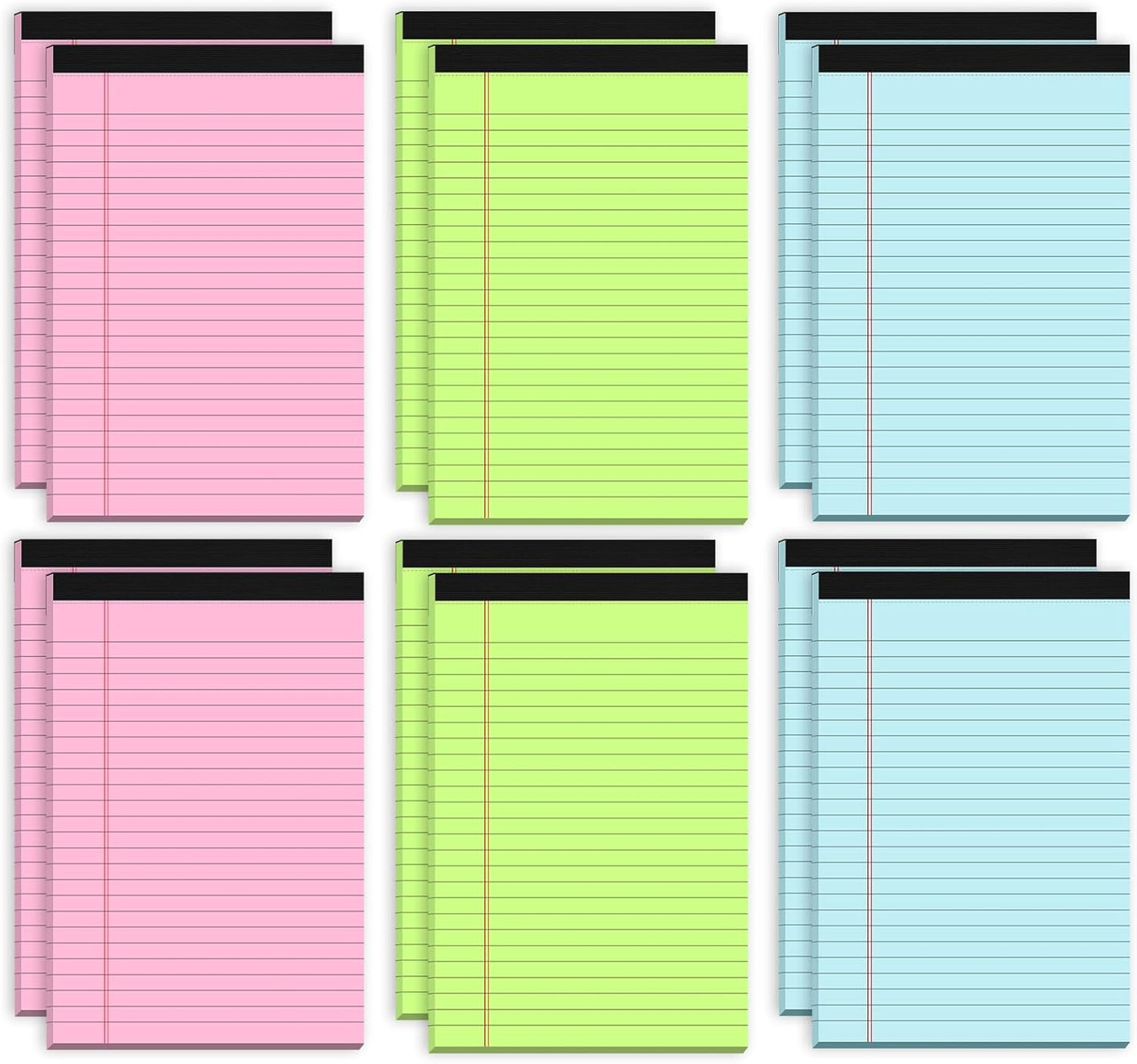 Notepads 5x8 Colored Small Legal Pads, 12 Pack Colored Note Pads 5x8 Notebook Paper, Notepad 5x8 Lined Paper Pads, Small Pads of Paper 5 x 8 Pink Lined Paper 5 x 8, 30 Sheets/Pad(Blue, Pink, Green)