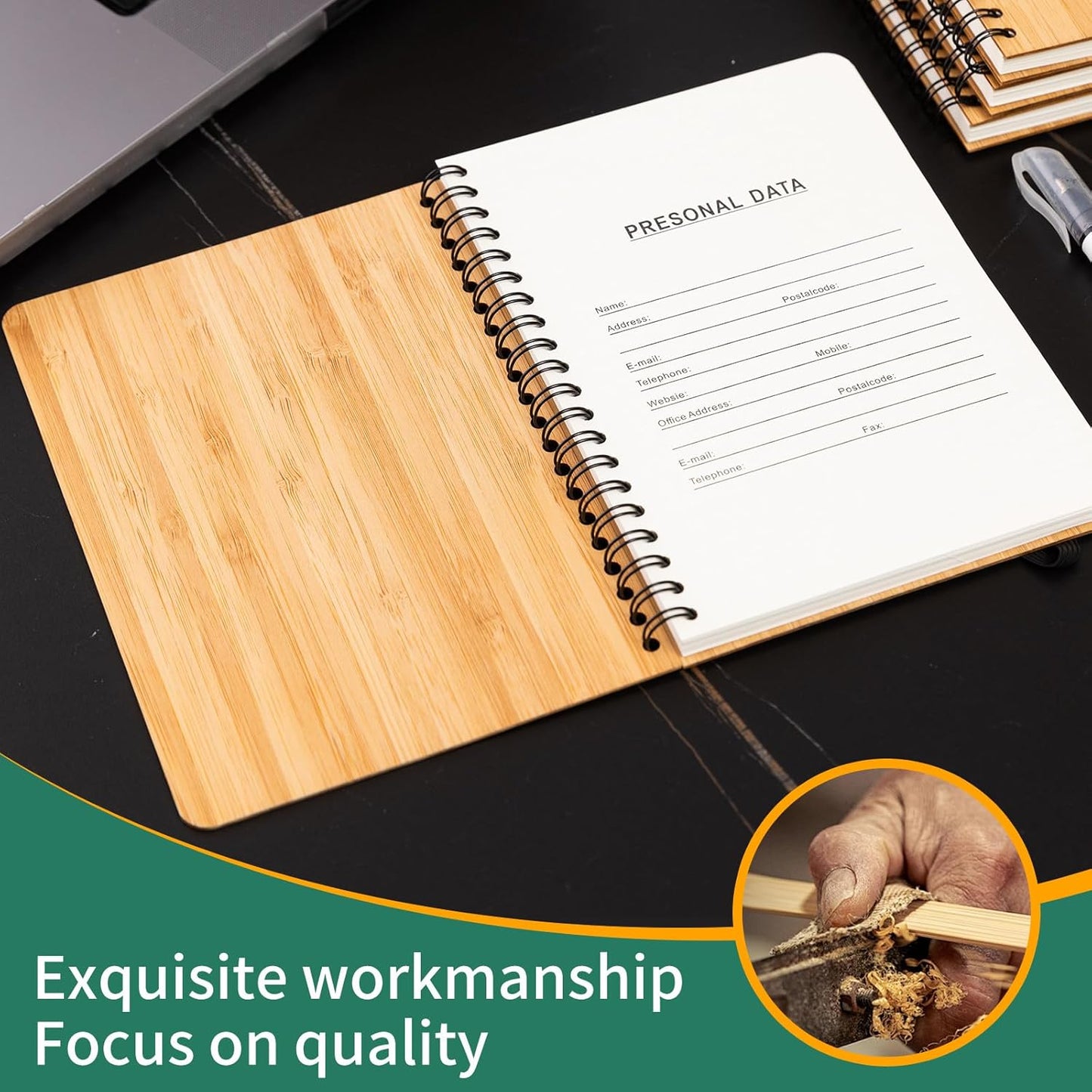 4 Set Lined Bamboo Journal Notebook,80 Pages,5”*7”,Hardcover Executive Notebooks,Daily Journal Notebook for Work,Travel,School,Note Taking,College (4)