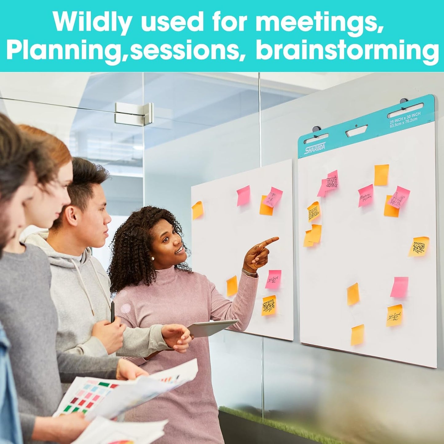 Sticky Easel Pad,20 in x 23 in,Flip Chart Paper,Sticky Chart Paper for Teachers,Self-Stick Easel Paper,Super Sticky & Bleed-Resistant, 30 Sheets/Pad, 6 Pads