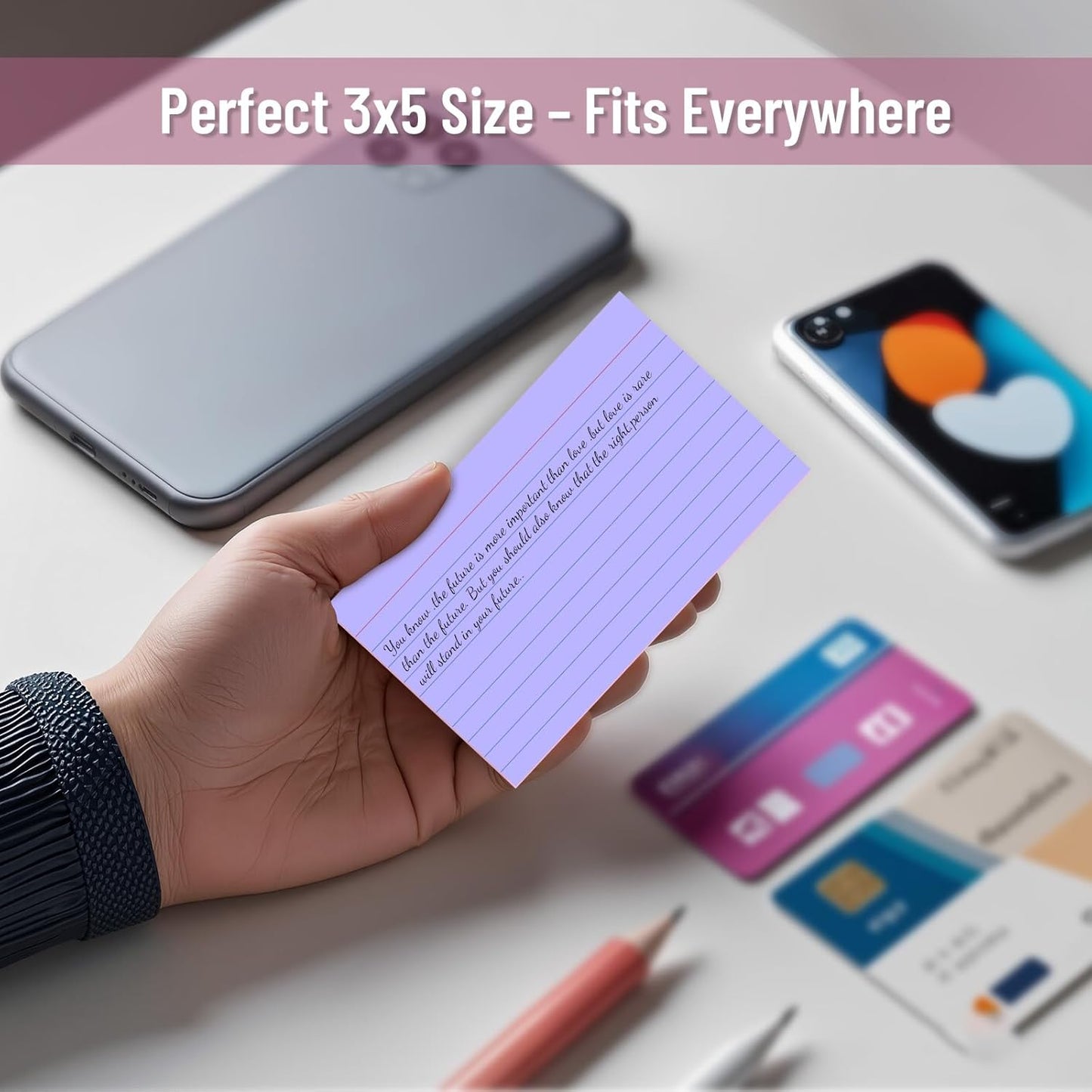 250 Count Index Cards 3x5 Inch Colored Ruled Lined Heavyweight Flash Cards Study Cards with Sturdy Cardstock Durable Flashcards Note Cards for Note Taking, Language Learning, School & Office Supplies