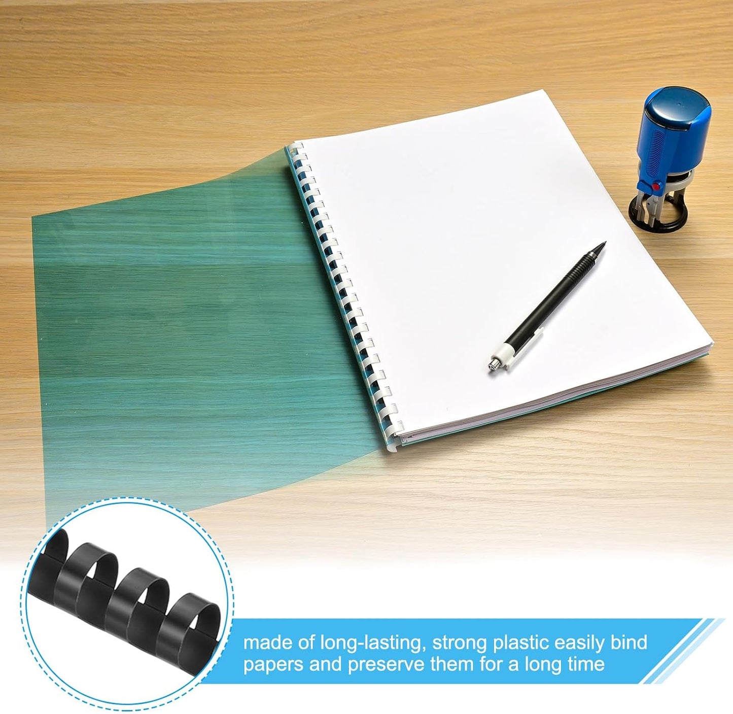 PATIKIL 51mm (2") Plastic Binding Combs, 50 Pcs 21 Rings Comb Binding Spines 450 Sheet Capacity Letter Size for Binding Paper Sheets Notebook Calendar Picture Album, Blue