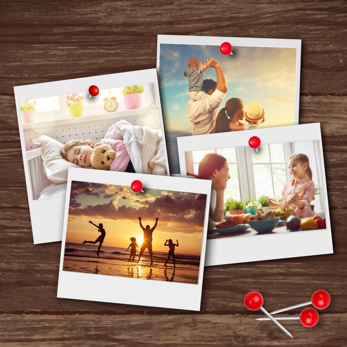 Yalis Push Pins Map Tacks 1/8-Inch Assorted Color Beads Head Map Marking Push Pins,500-count (Red)