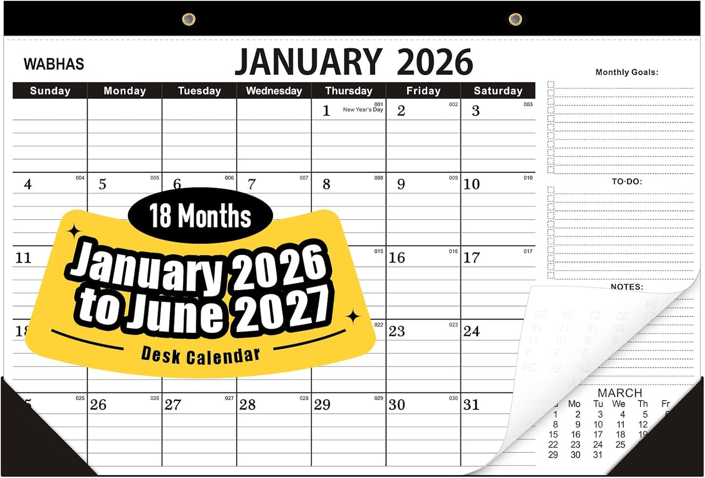 Desk Calendar 2026,2026 Desk Calendar-January 2026 to June 2027,18 Months-12x17 in,2026 Calendar,Calendar 2026 Perfect for Your Home,School or Office.