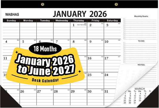 Desk Calendar 2026,2026 Desk Calendar-January 2026 to June 2027,18 Months-12x17 in,2026 Calendar,Calendar 2026 Perfect for Your Home,School or Office.