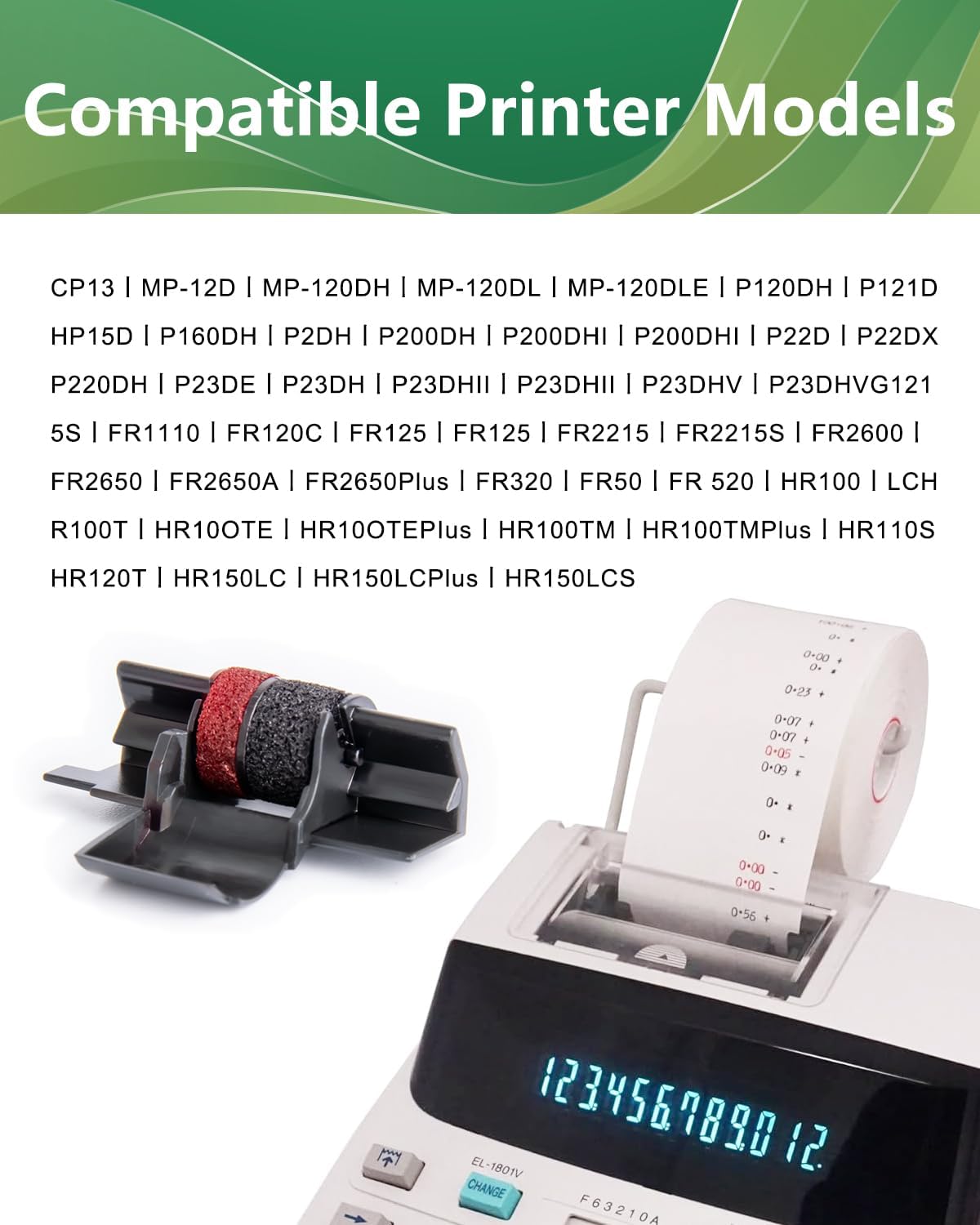 5 Packs IR40T Calculator Ink Roller Printer Ribbon IR-40T CP13 MP-12D PR-42 IR-40T, Black & Red Compatible with Casio HR-100TM HR-150TM HR-170RC, Sharp EL-1750V EL-1801V