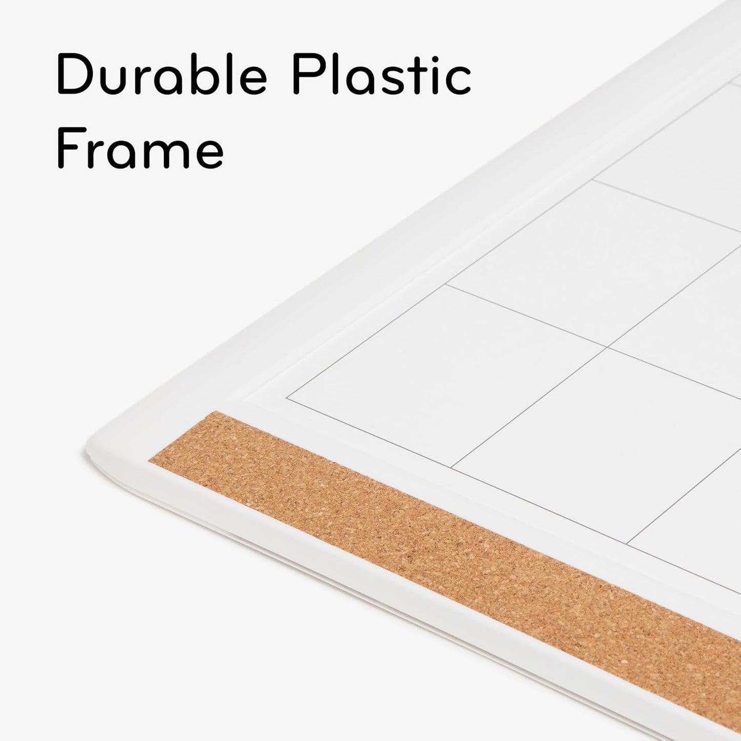 U Brands Magnetic Dry Erase Calendar White Board, 16" x 20", White Pin-It Frame, Includes Marker and Magnet