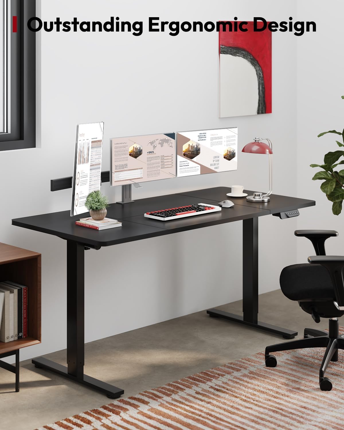 SANODESK Standing Desk Height Adjustable Electric Stand up Desk 71x32 Inches Sit Stand Home Office Desk with Splice Board, Black Frame/Black Top