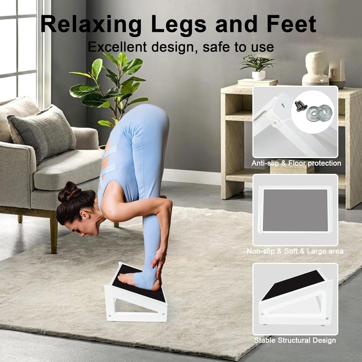 WOOD CITY Foot Rest for Under Desk at Work, 3 Heights Adjustable Footrest with Silicone Surface, 2in1 Foot Stool Improve Posture, Reduce Fatigue & Pain, Ideal for Home/Office/Gaming(White)