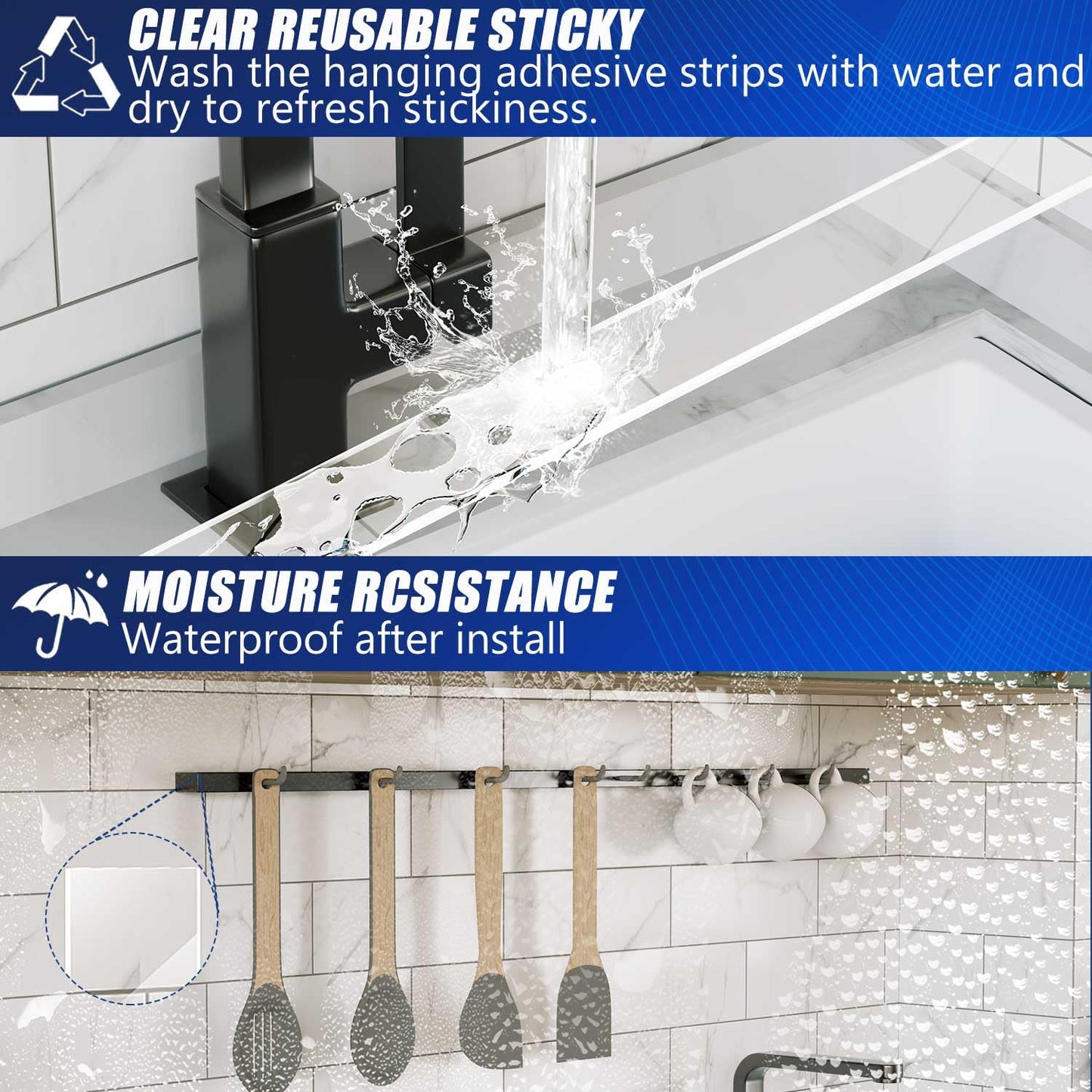 Clear Double Sided Adhesive Mounting Tape Heavy Duty Removable,Strong Picture Hanging Strips Wall Hangers,Sticky Tack Gel Putty Glue for Poster,Photo,Mirror,Carpet(9.85 Ft-3 Pack)