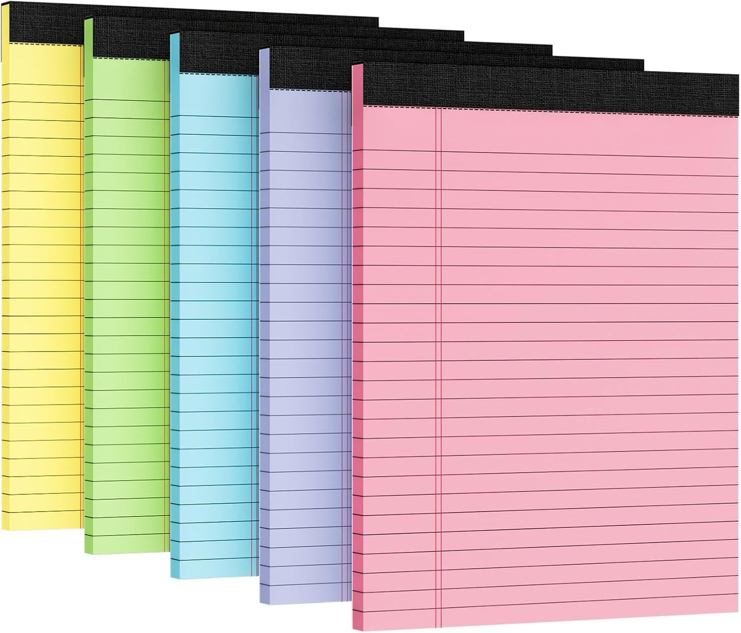5pcs Legal Pads 8.5 x 11, Notepads 8.5 x 11 Inch, Color Note Pads Clear Print Writing Pads of Paper, Memo Pads , Perforate Legal Notepads Paper , Wide Ruled Lined with Sturdy Back,30 Sheets/Pack