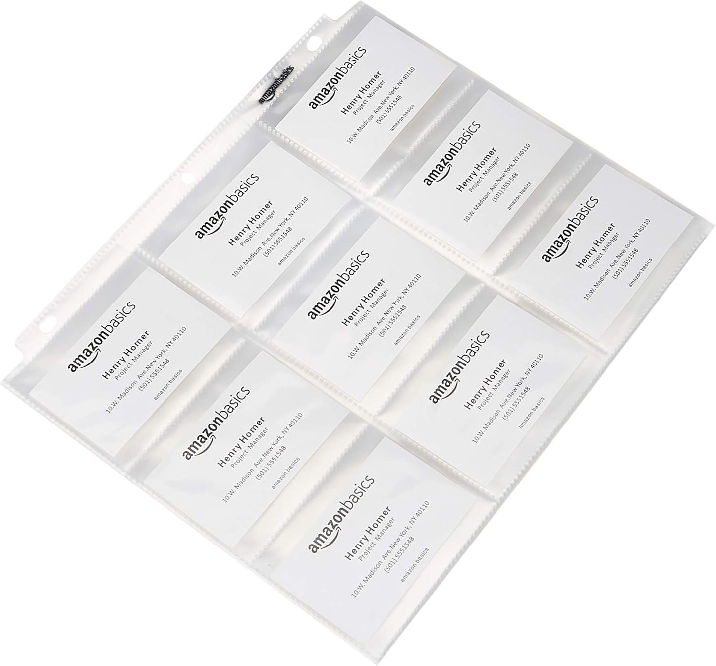 Amazon Basics 9 Sleeve Card Protectors Binder Sheet - 500-Pack, Clear